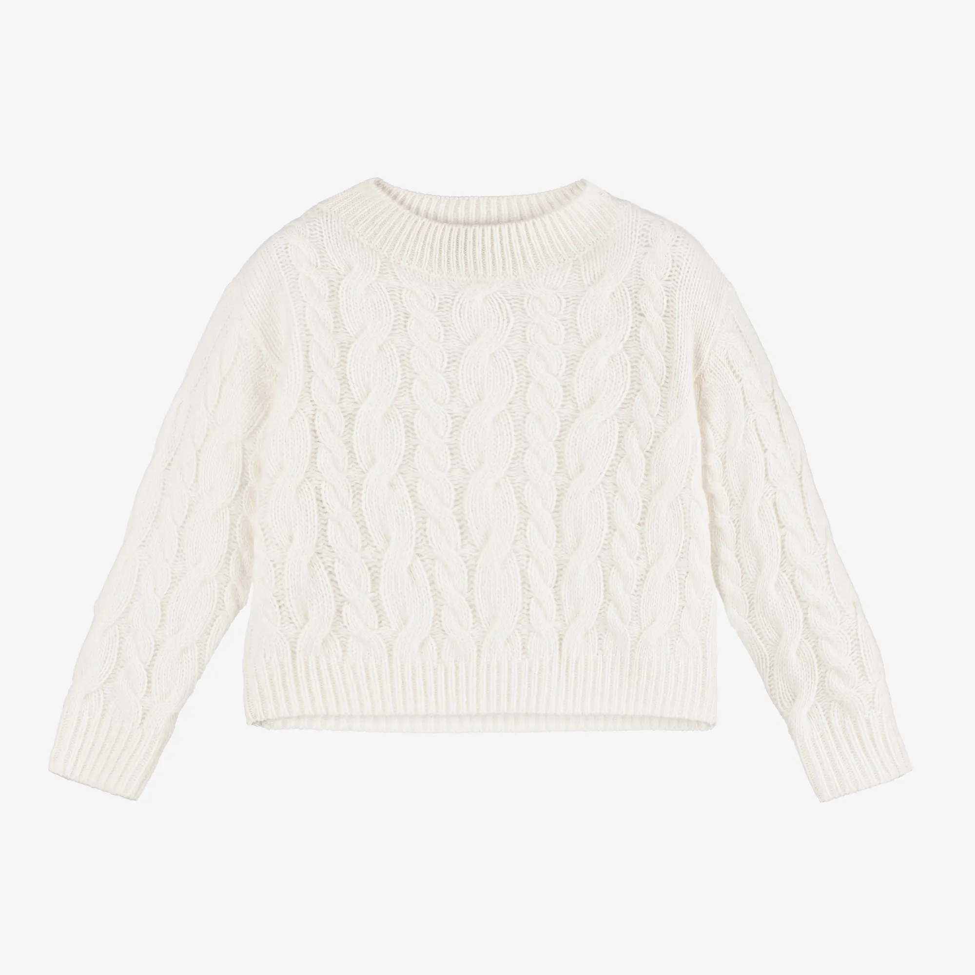 Ivory Wool Knit Sweater for Girls