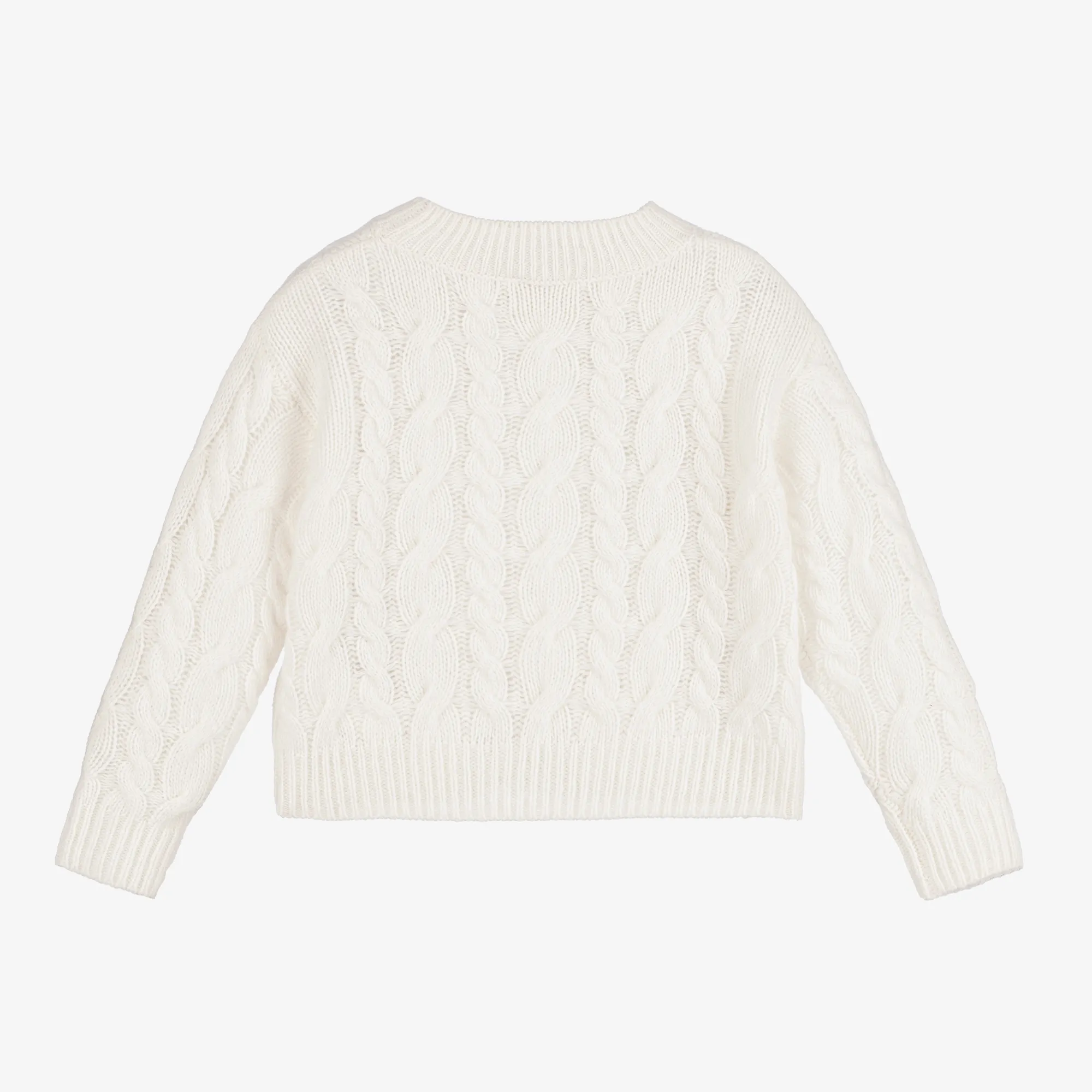 Ivory Wool Knit Sweater for Girls