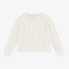 Ivory Wool Knit Sweater for Girls