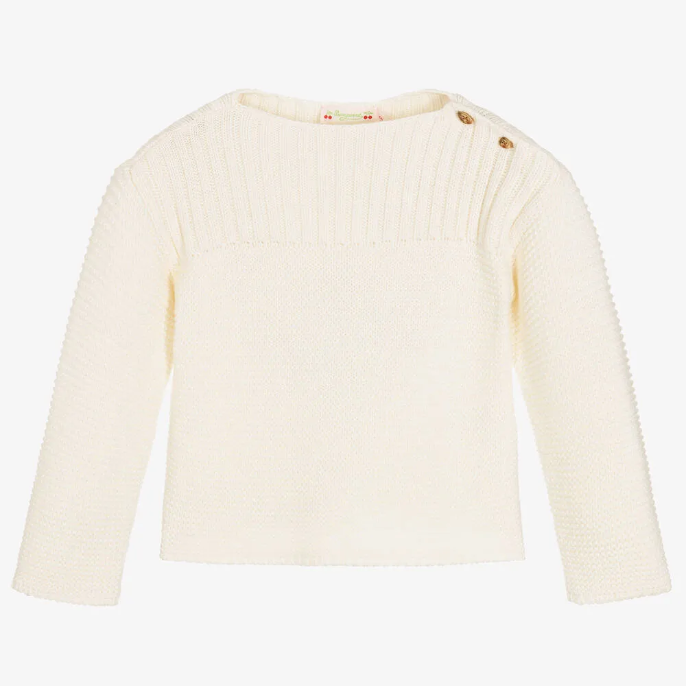 Girls Knit Wool Sweater in Ivory