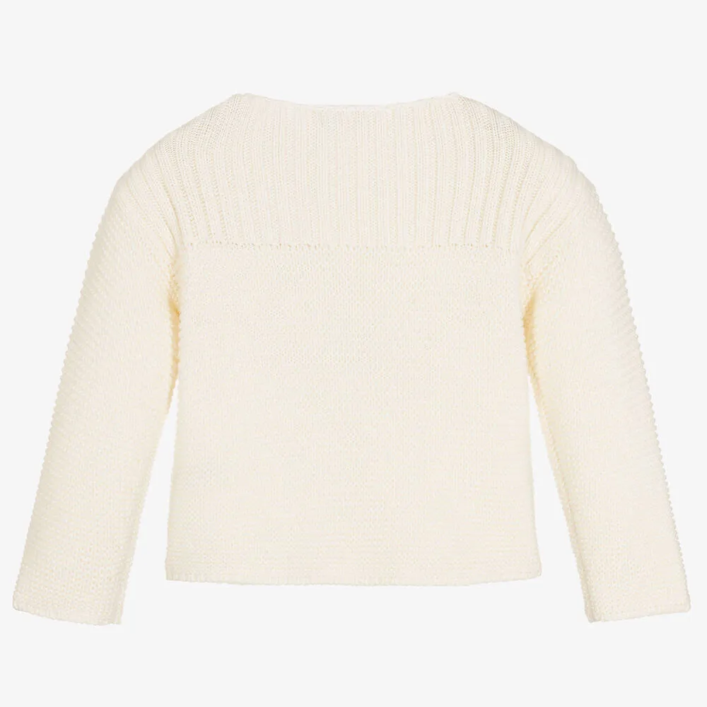 Girls Knit Wool Sweater in Ivory