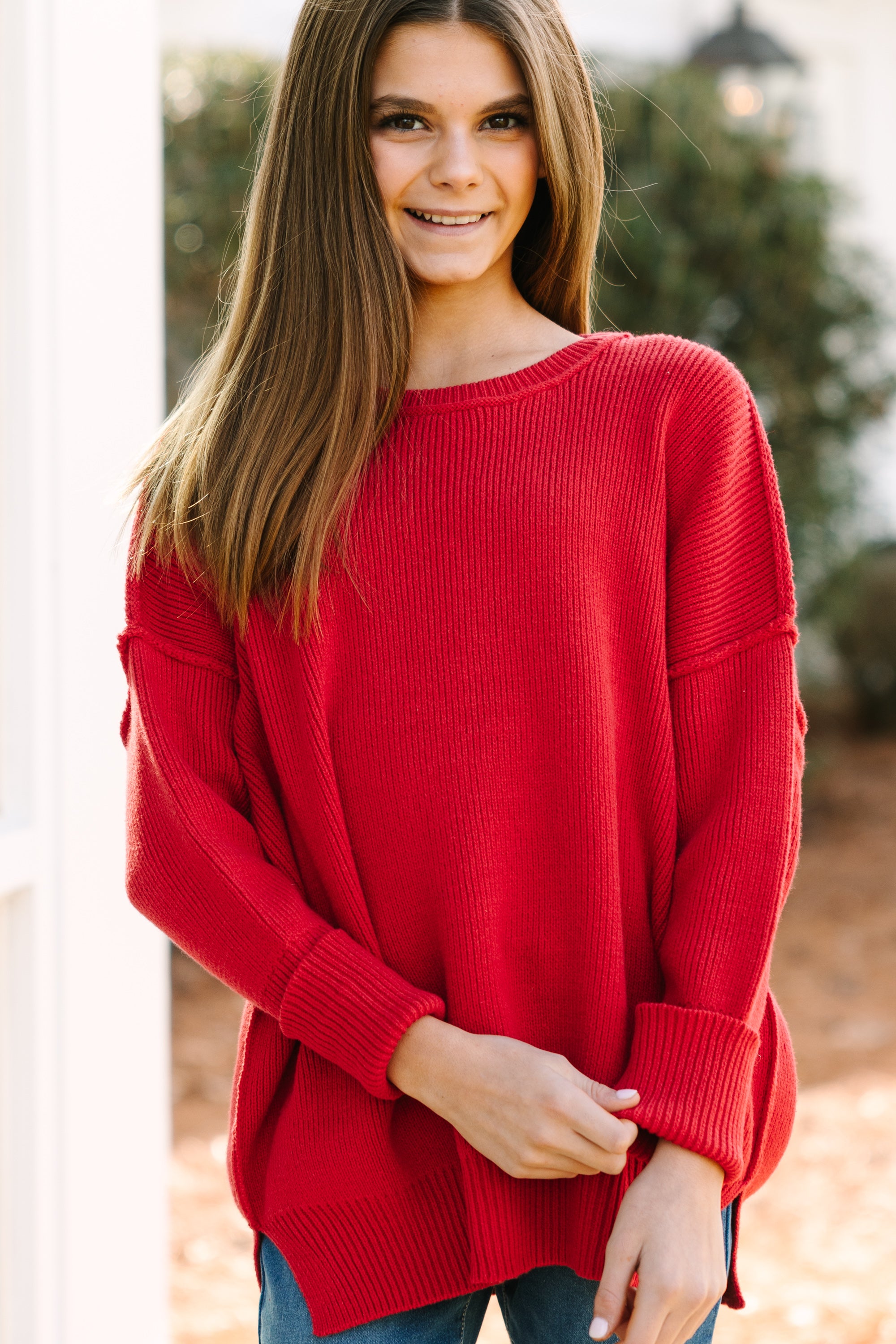 Girls Joy Red Dolman Sweater - Shop Now