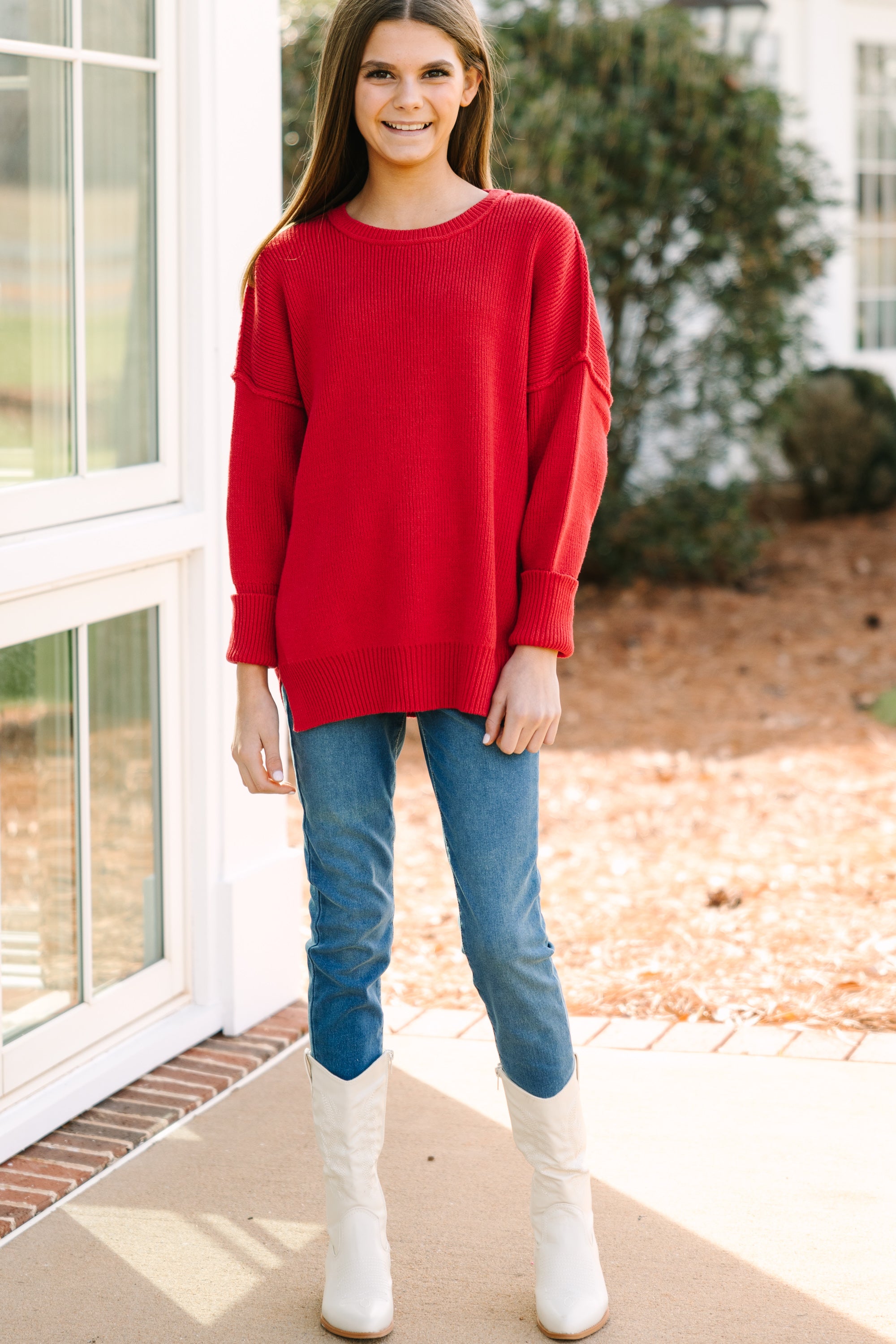 Girls Joy Red Dolman Sweater - Shop Now