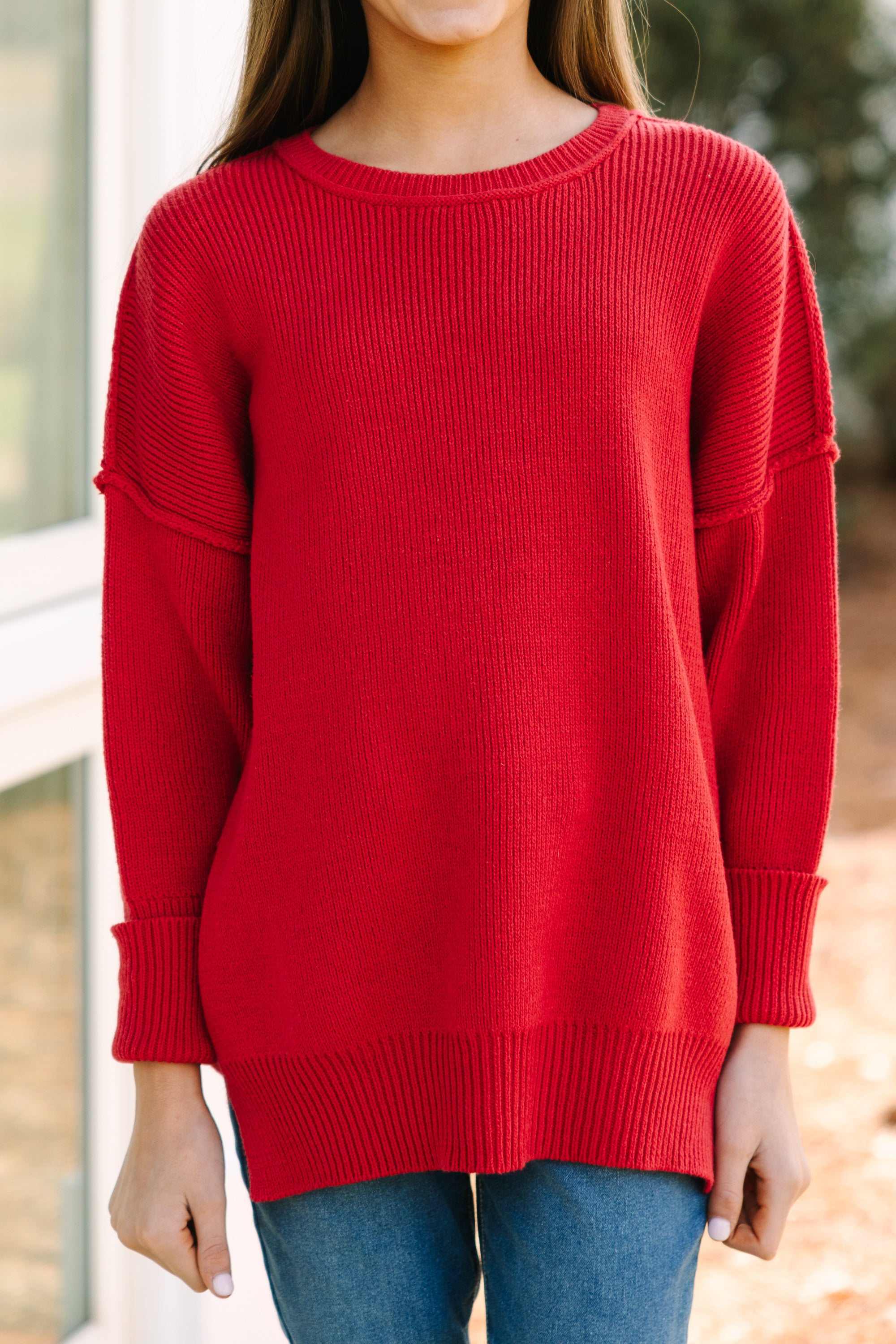 Girls Joy Red Dolman Sweater - Shop Now