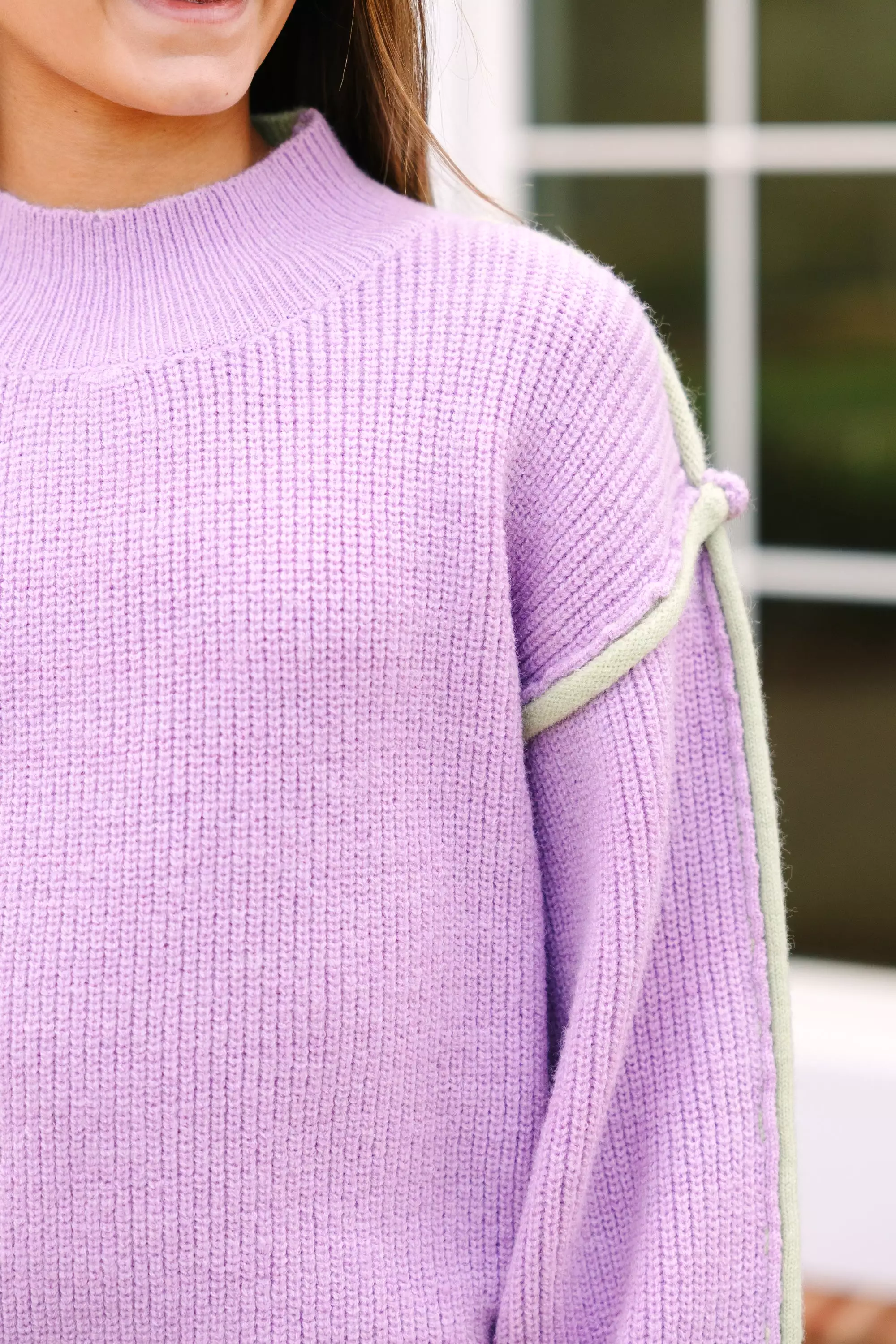 Girls Lavender Purple Colorblock Sweater