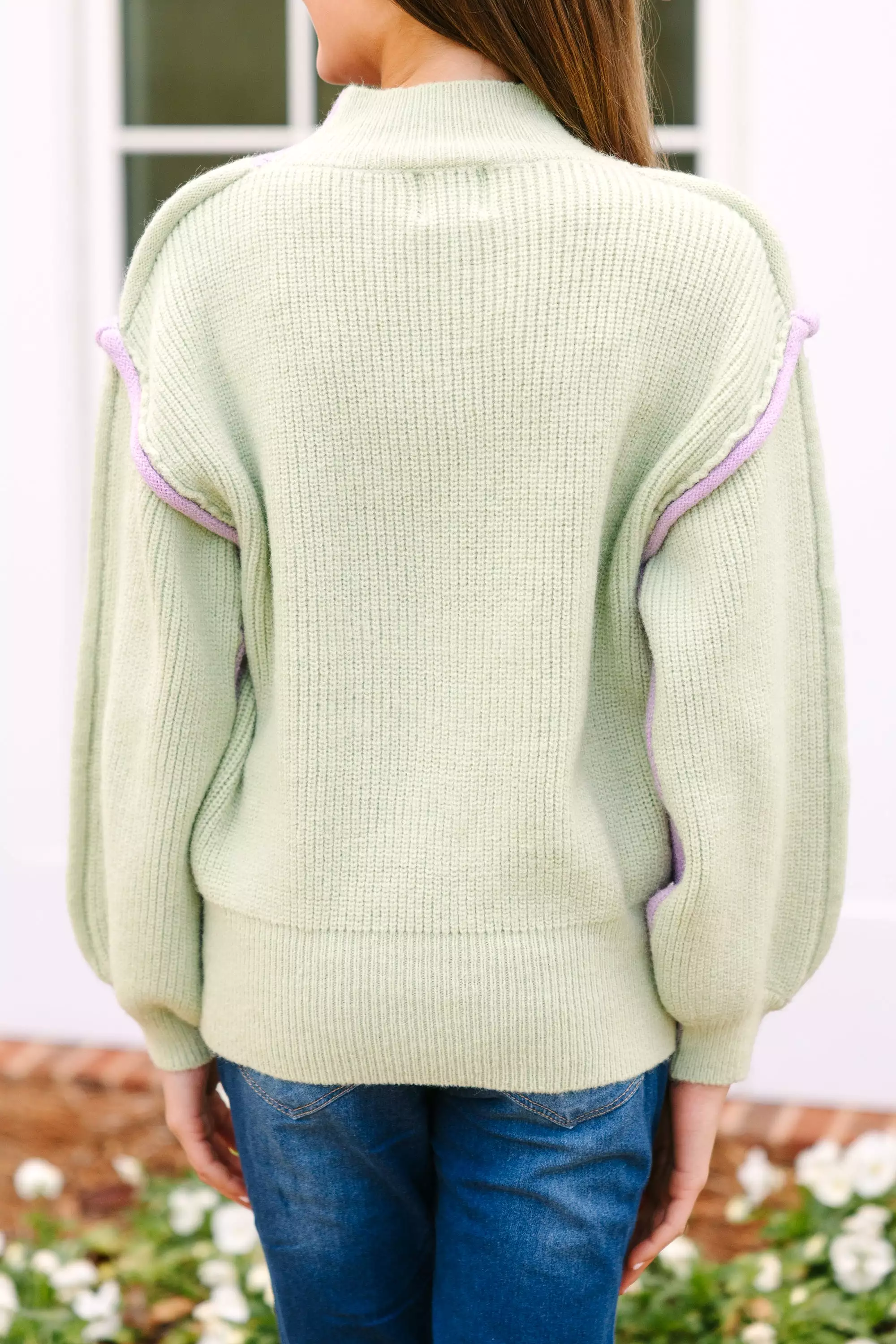 Girls Lavender Purple Colorblock Sweater