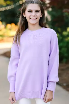 Girls Lavender Purple Mock Neck Sweater