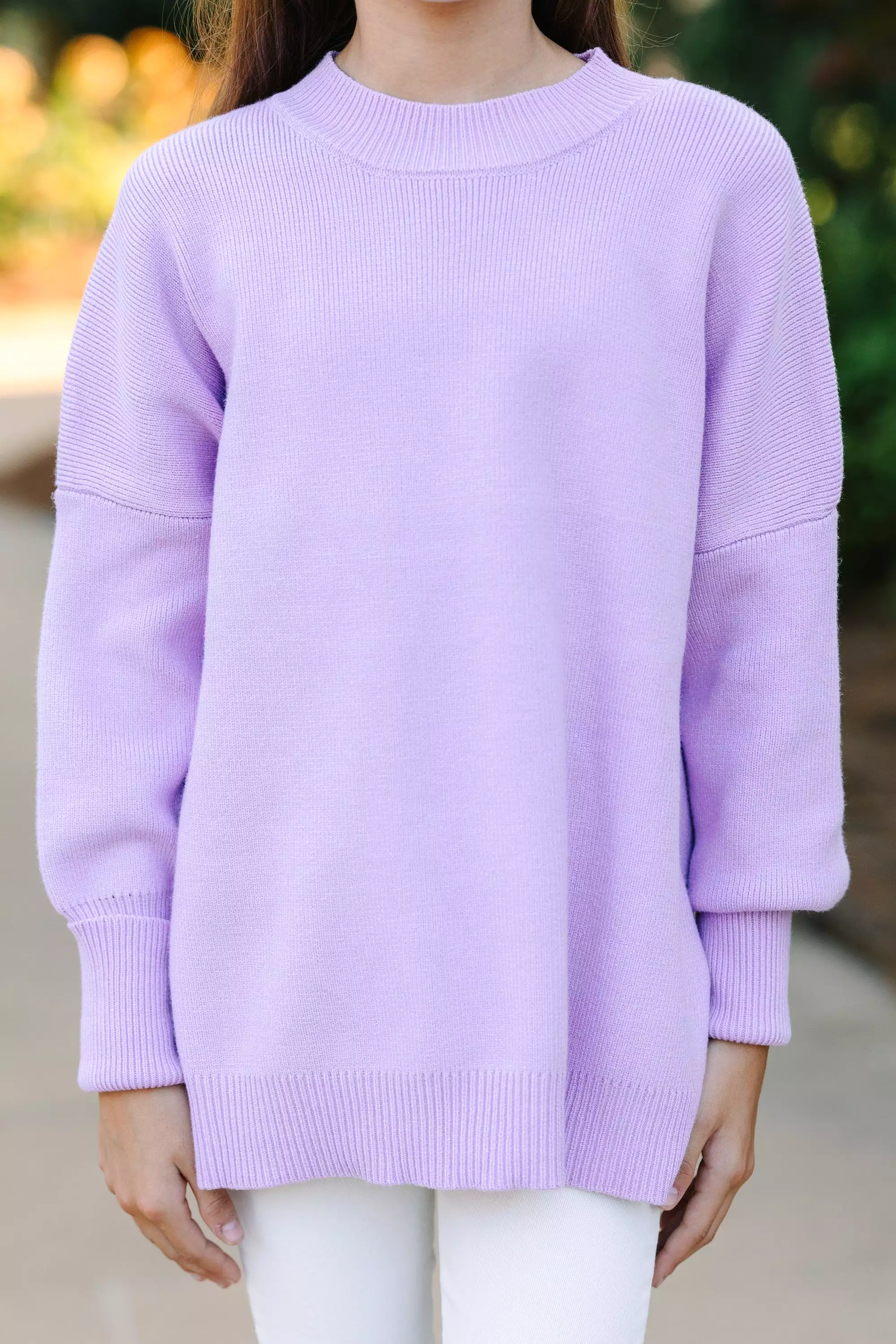 Girls Lavender Purple Mock Neck Sweater