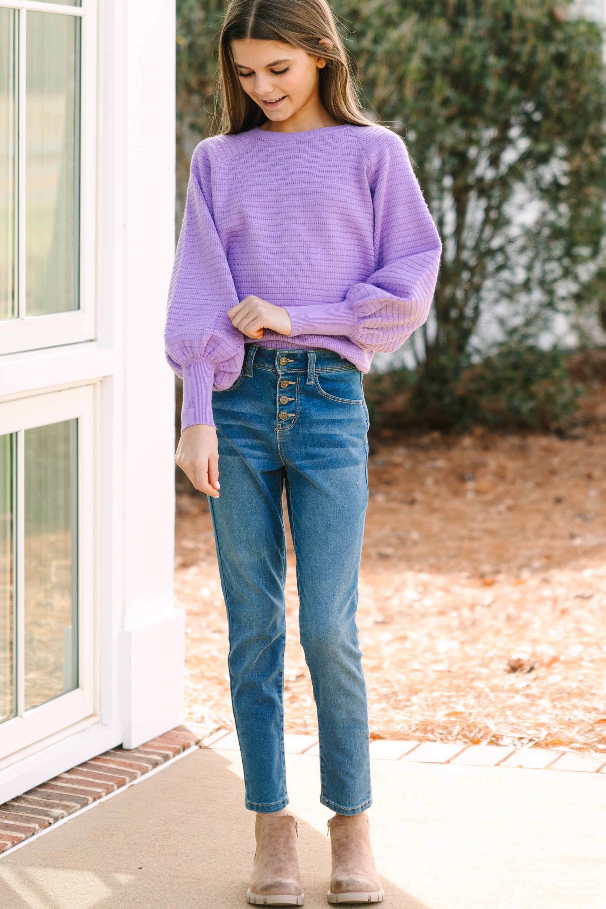 Girls' Lavender Purple Sweater In The Works - Shop Now