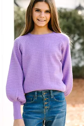 Girls' Lavender Purple Sweater In The Works - Shop Now