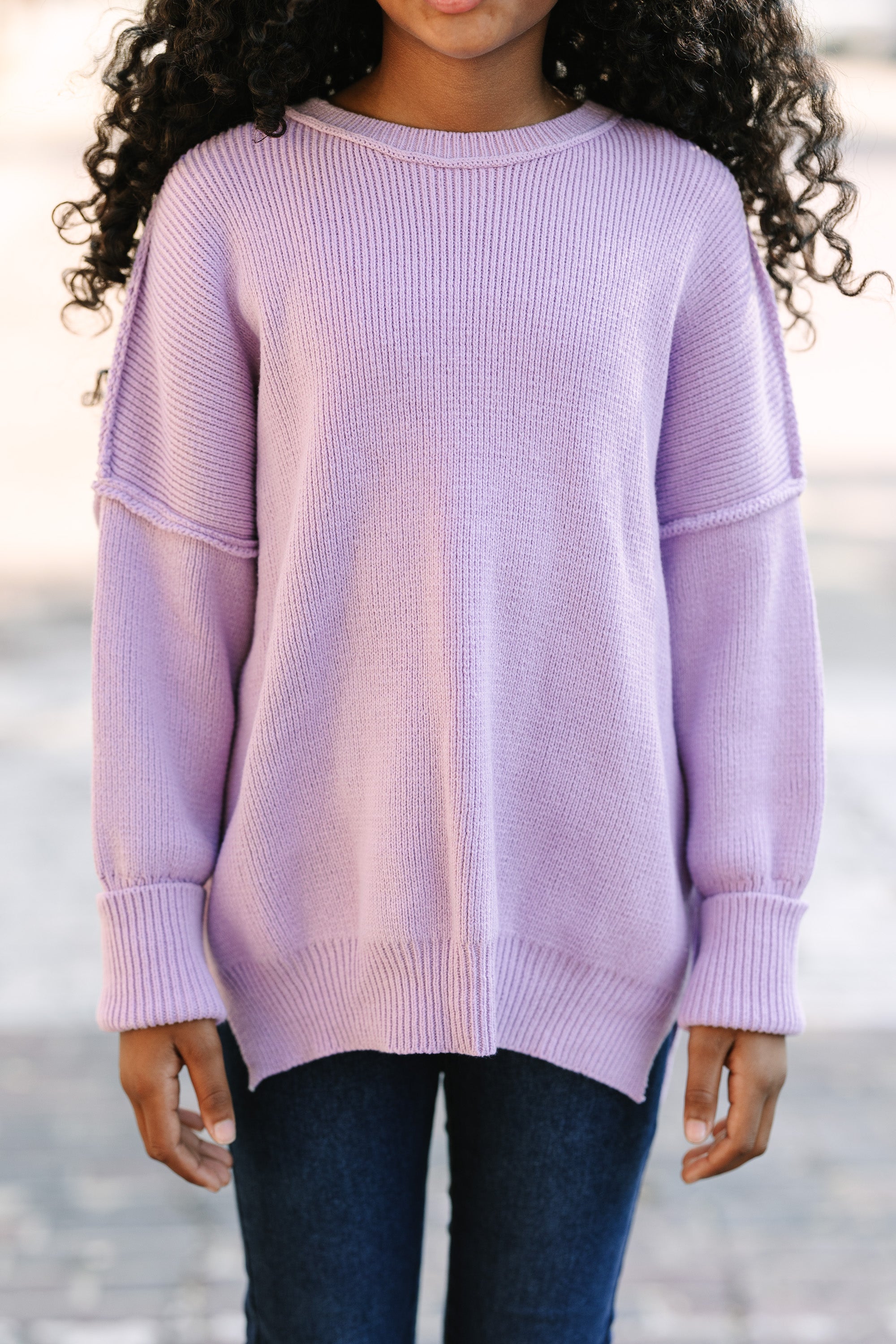 Girls Lavender Purple Sweater - Joyful and Stylish