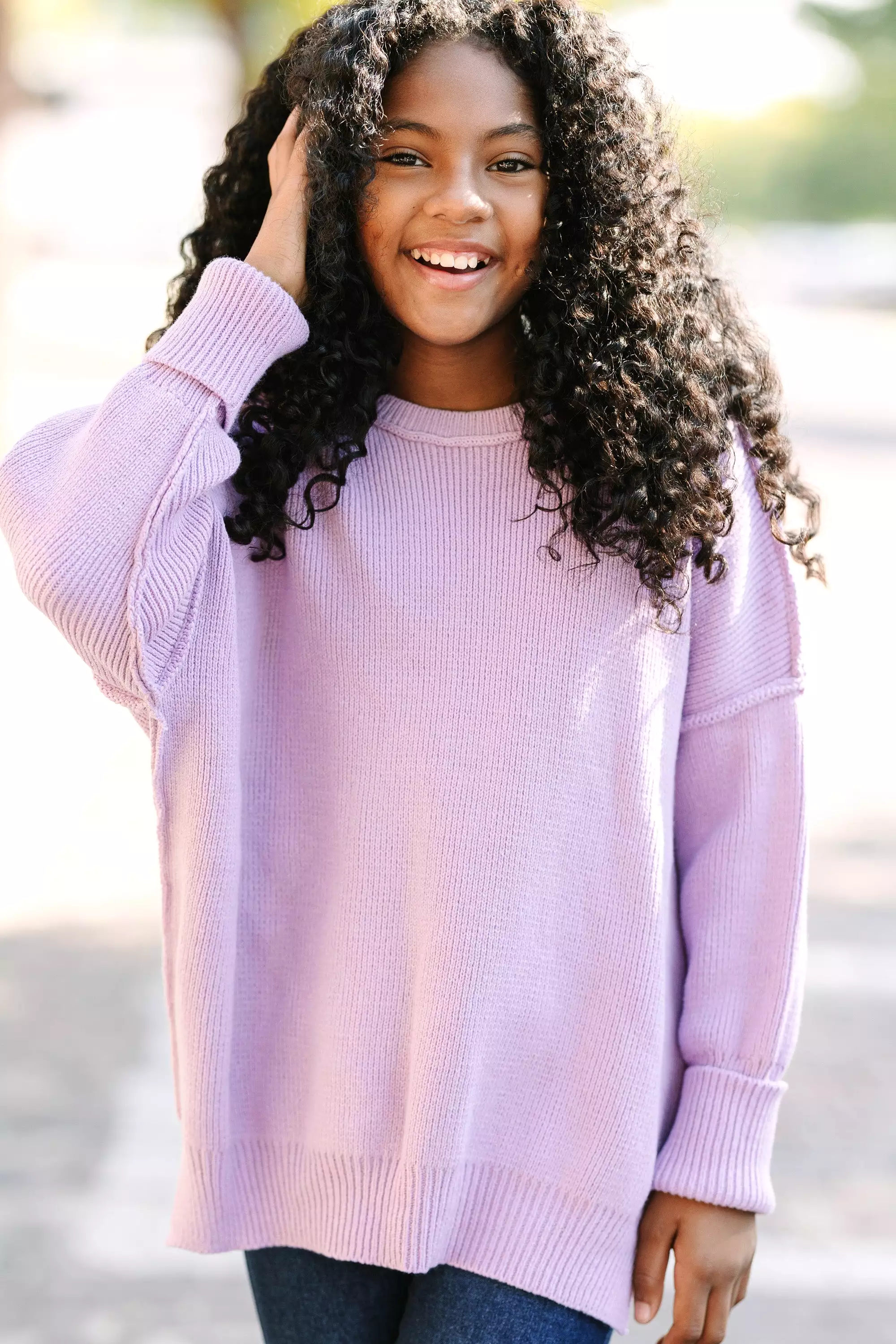 Girls Lavender Purple Sweater - Joyful and Stylish!