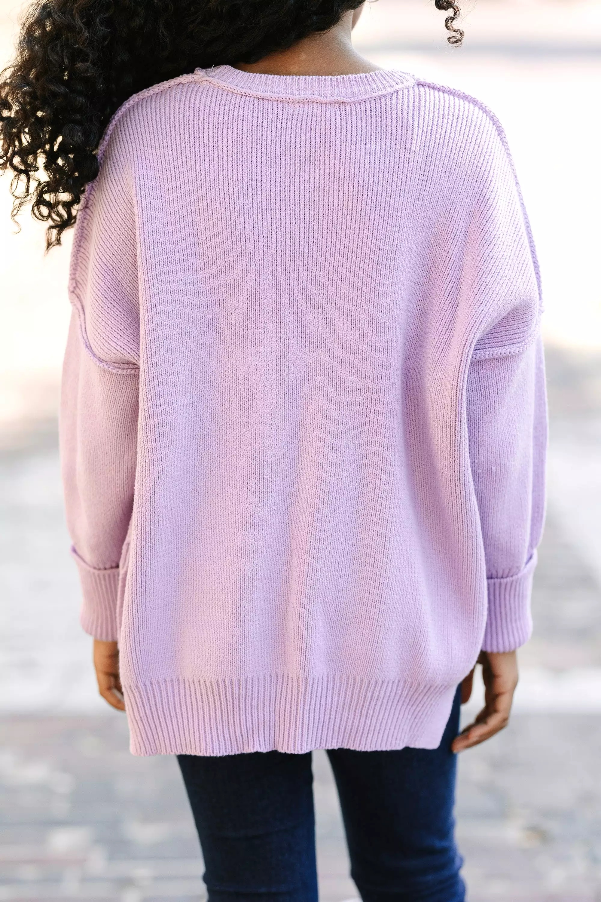 Girls Lavender Purple Sweater - Joyful and Stylish!