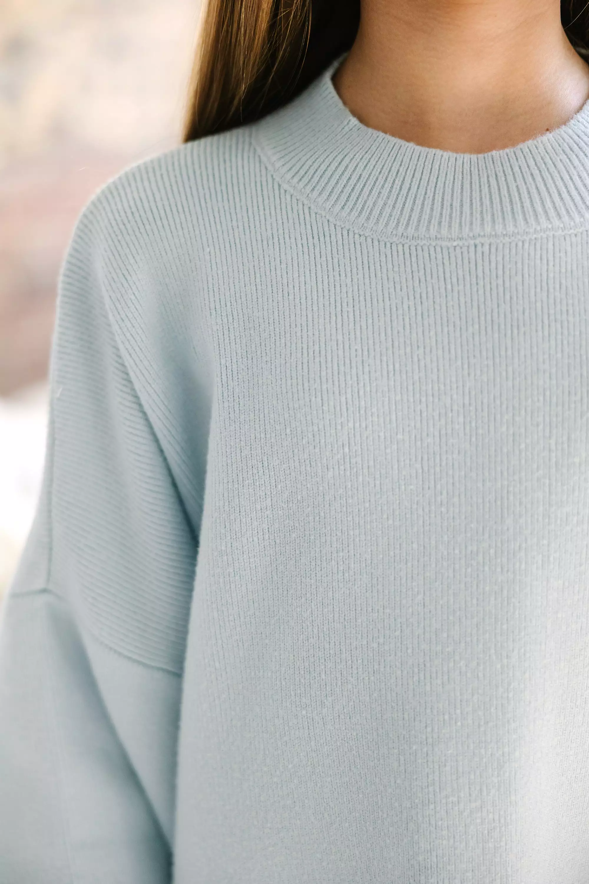 Girls Light Blue Mock Neck Sweater - Perfectly You