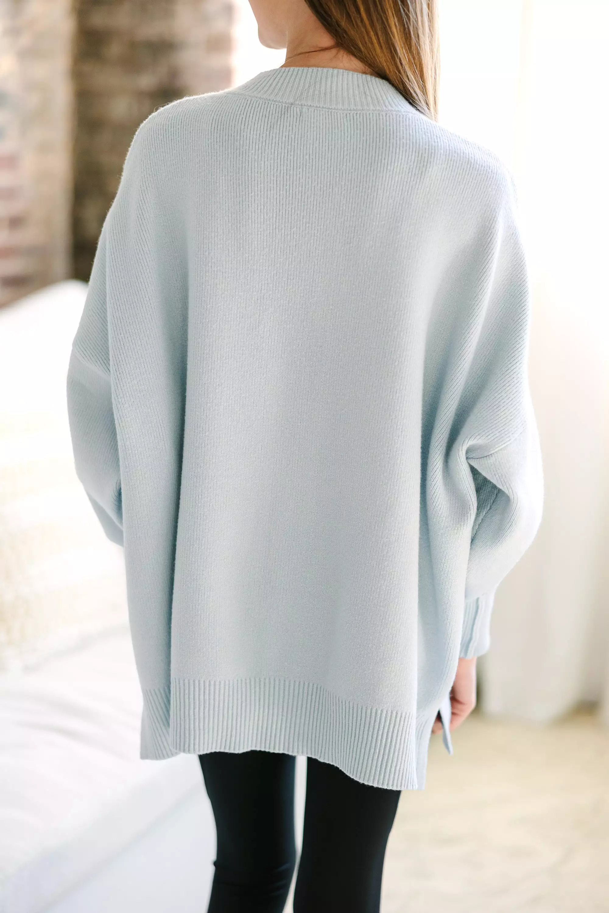 Girls Light Blue Mock Neck Sweater - Perfectly You