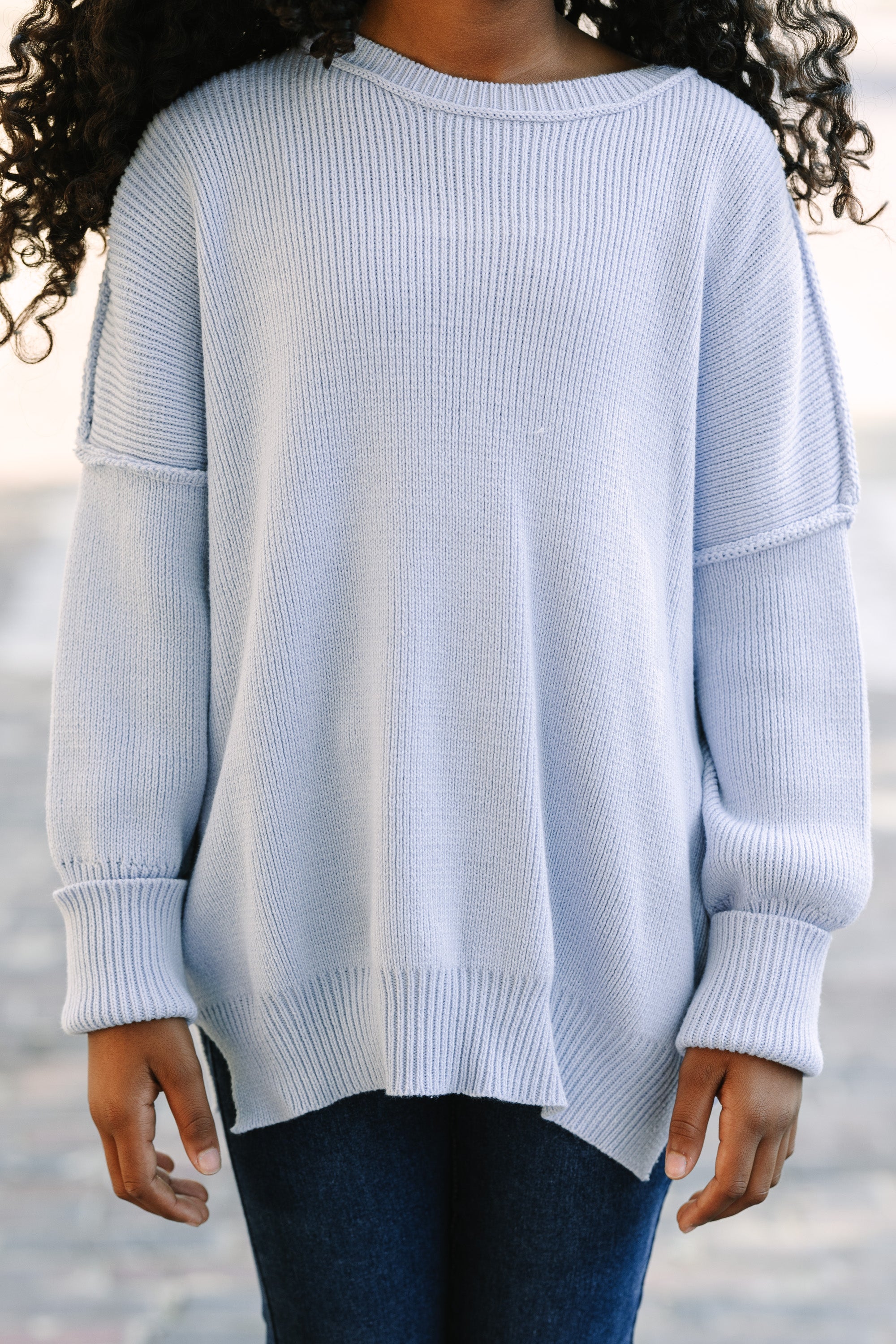 Girls: Light Blue Sweater that Brings Joy