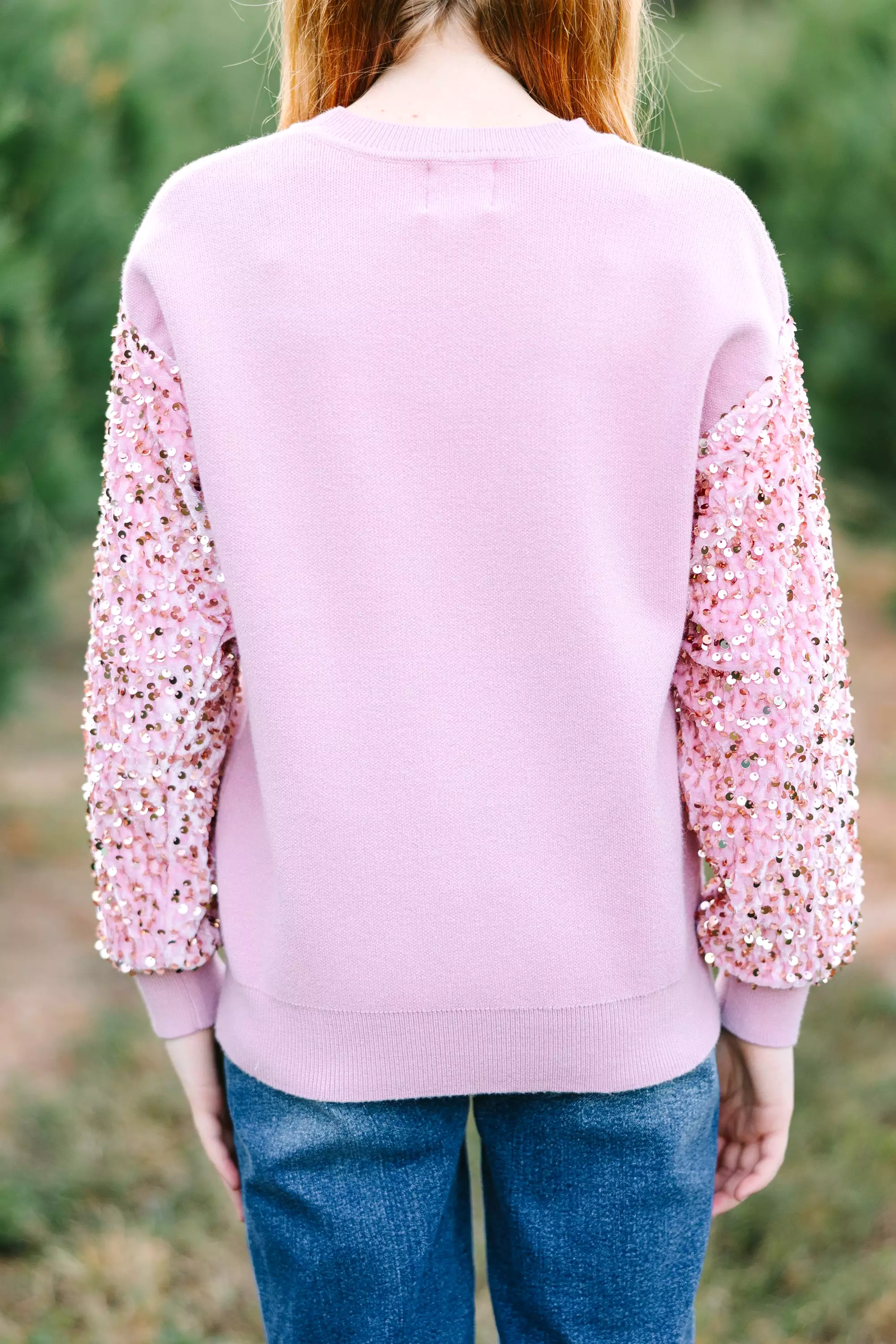 Girls Light Pink Sequin Sweater - Don't Think Twice