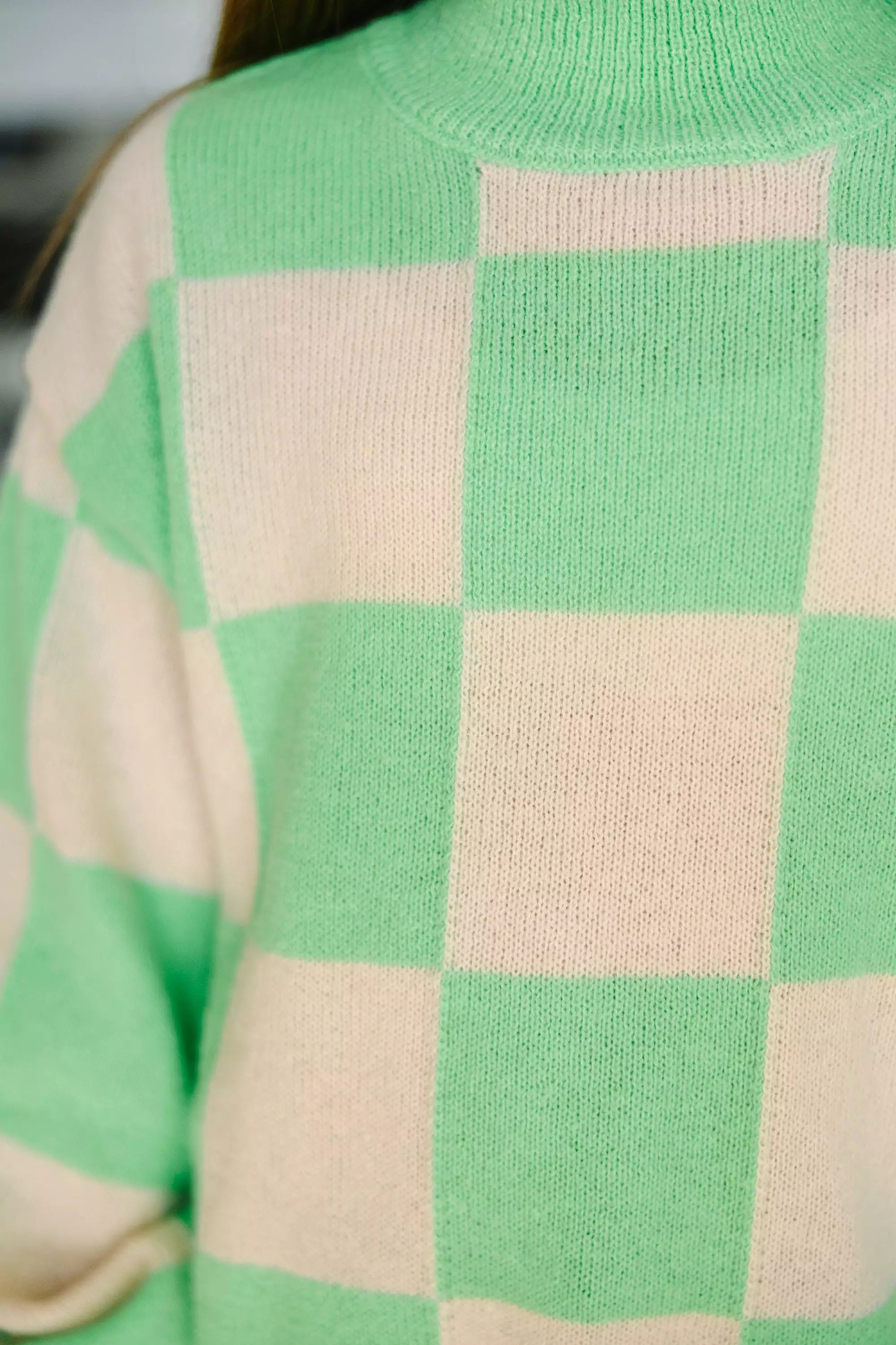 Girls Lime Green Checkered Sweater: The Perfect Choice for a Trendy Look