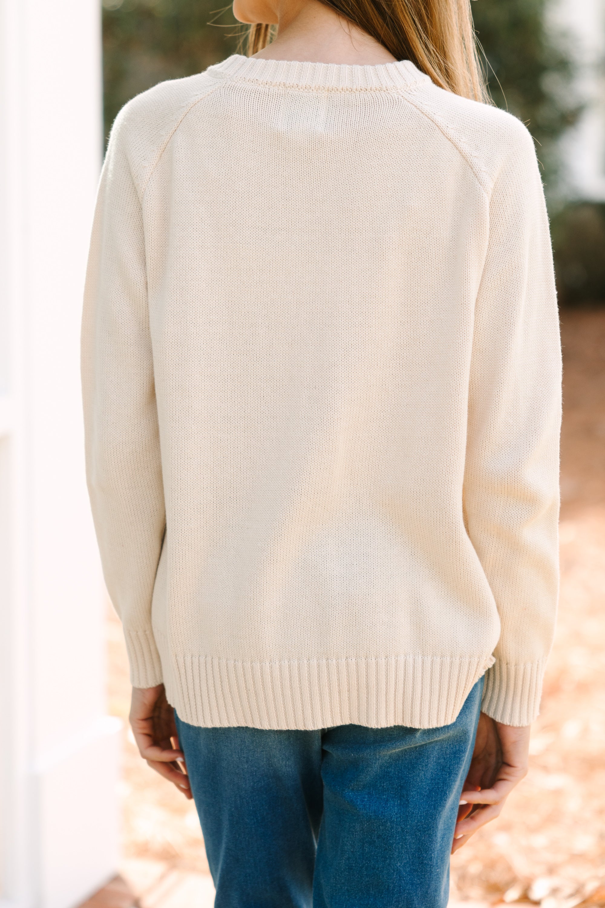 Girls: Love-themed Oatmeal and Pink Heart Sweater