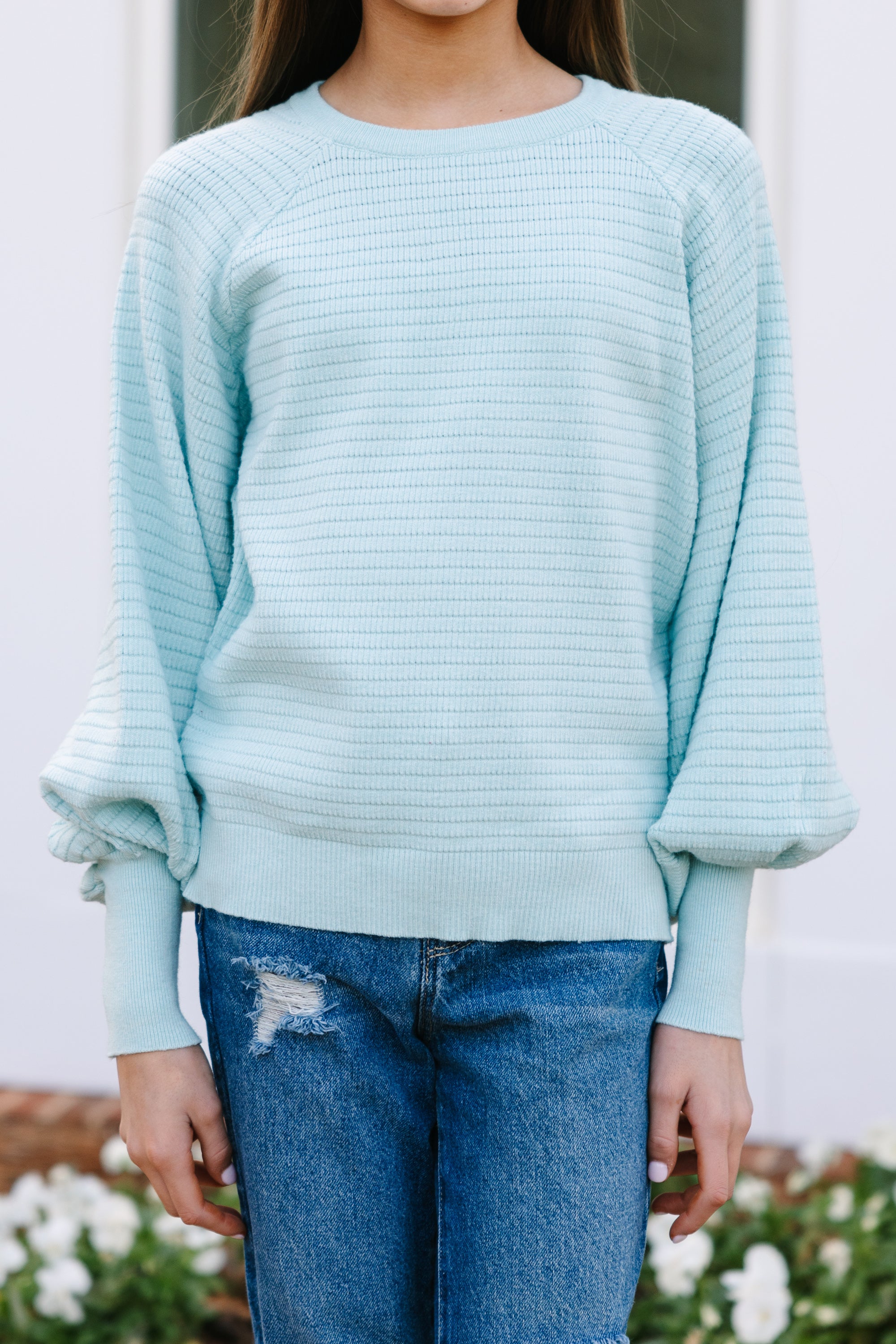 Girls Mint Green Sweater: In The Works