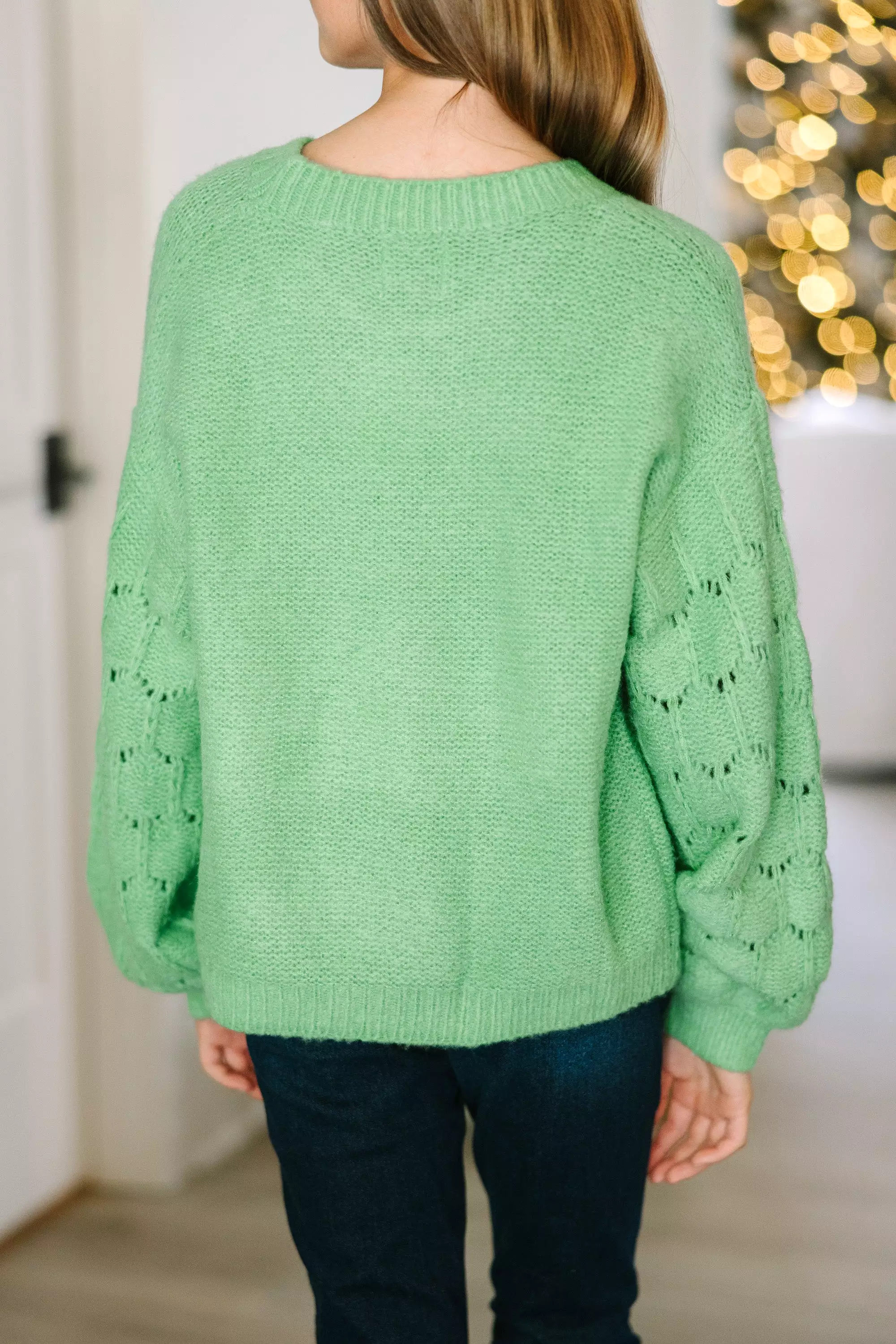 Girls Mint Green Textured Sweater: Feel Close to You | Shop Now