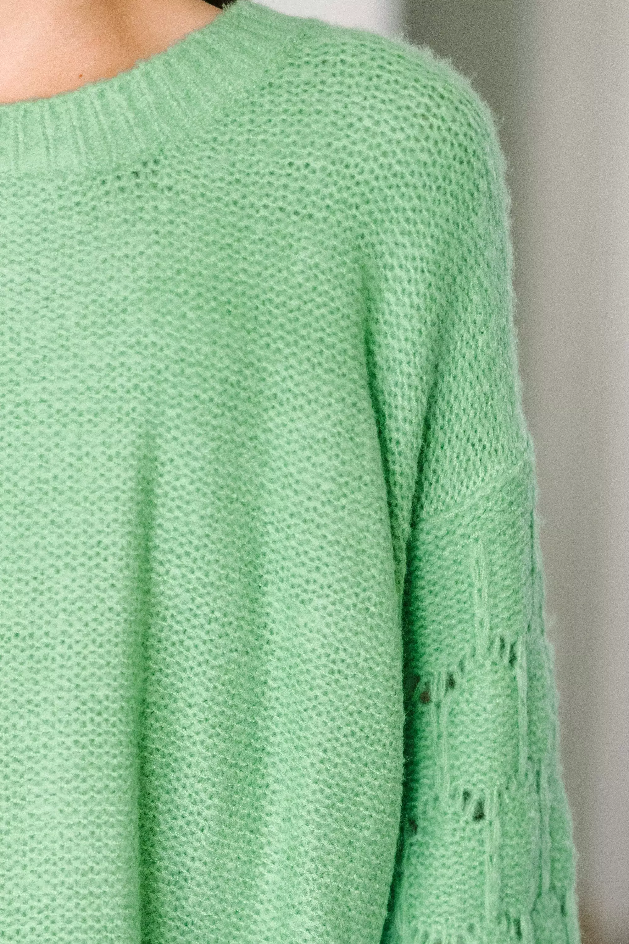 Girls Mint Green Textured Sweater: Feel Close to You | Shop Now