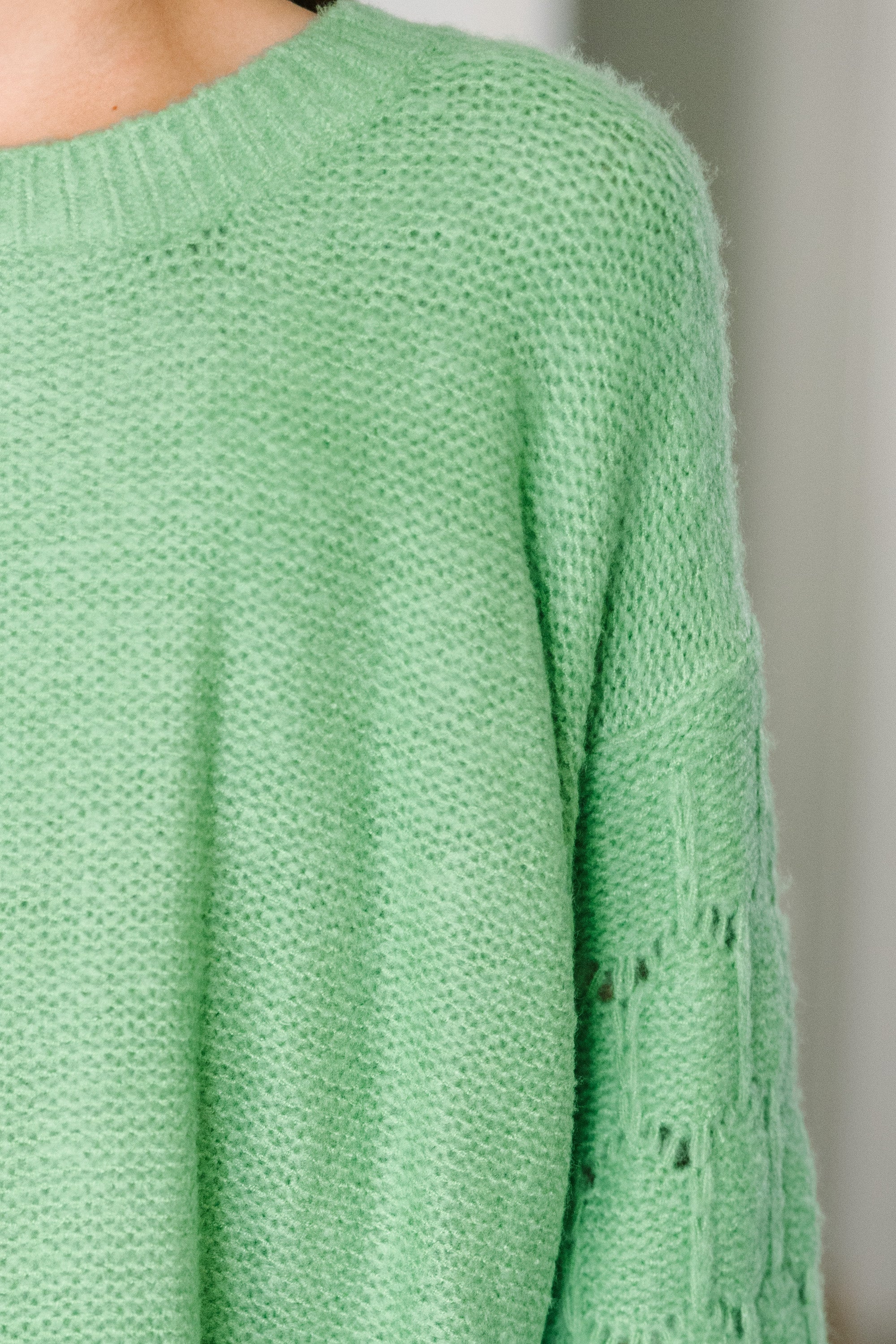 Girls Mint Green Textured Sweater - Feel Close to You