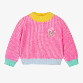 Neon Pink Girls Knit Sweater