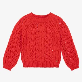 Girls Orange Wool Knit Sweater