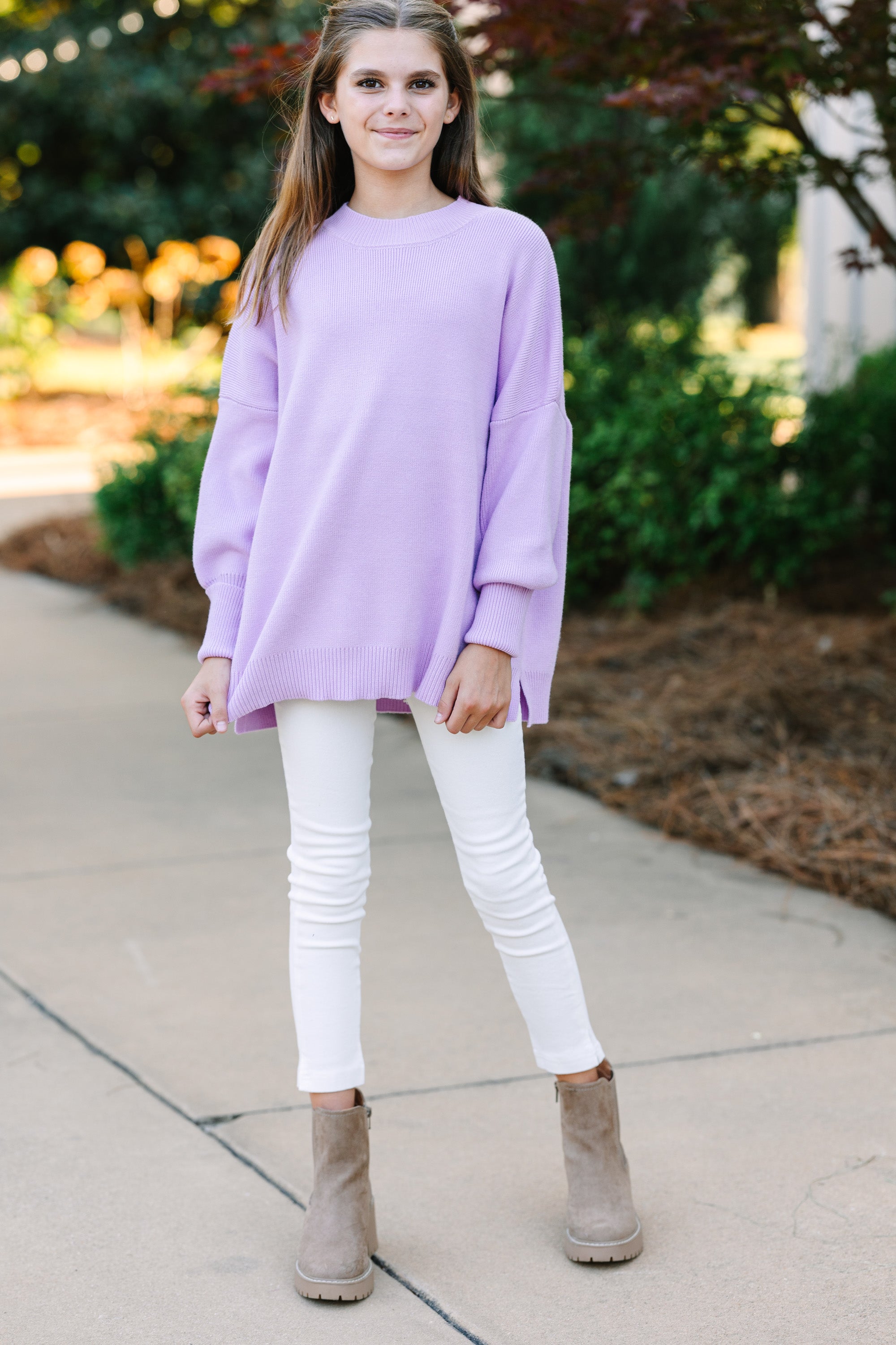 Girls Perfectly You Lavender Purple Mock Neck Sweater | Shop Now