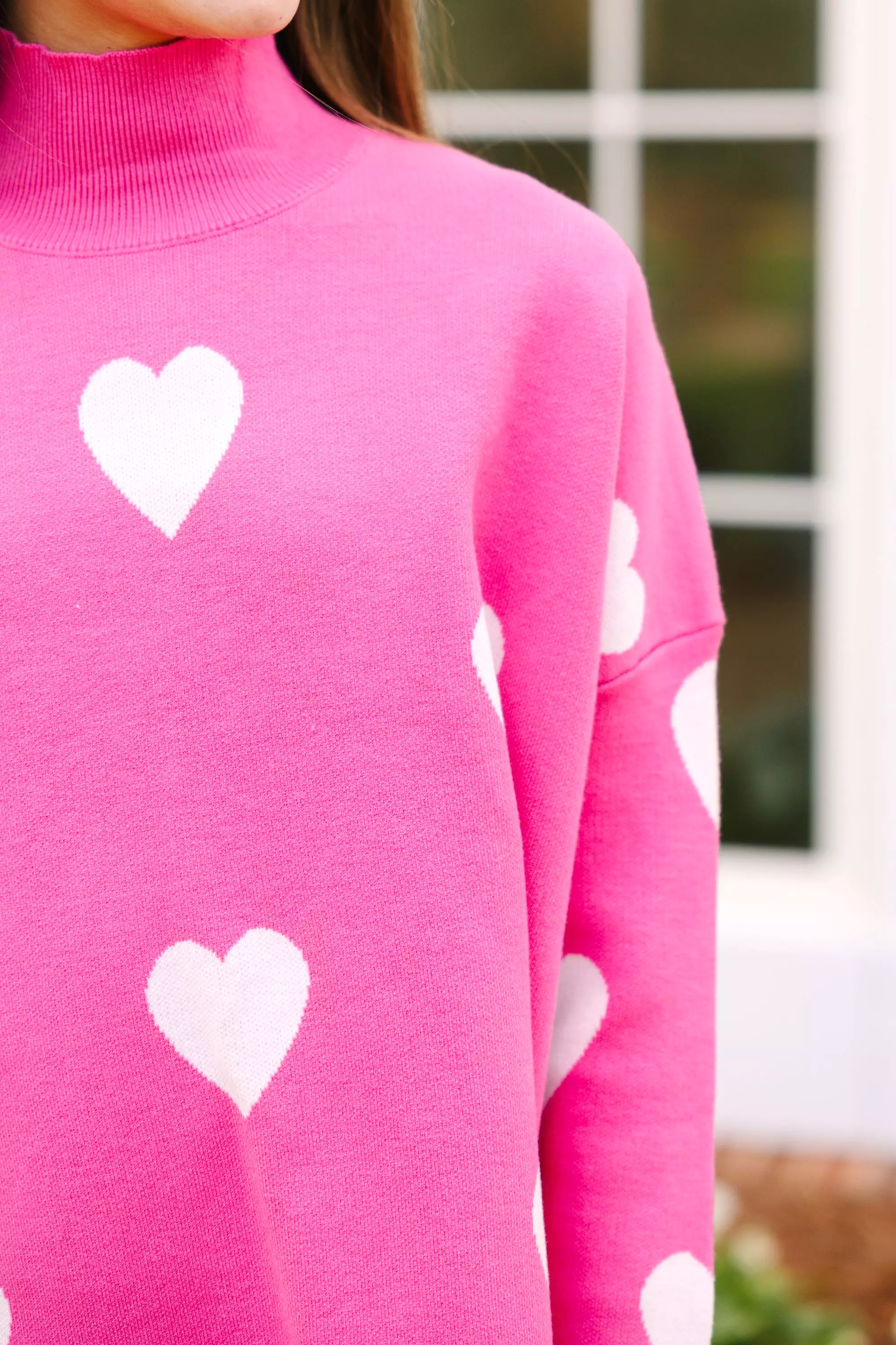 Girls Pink & White Heart Sweater