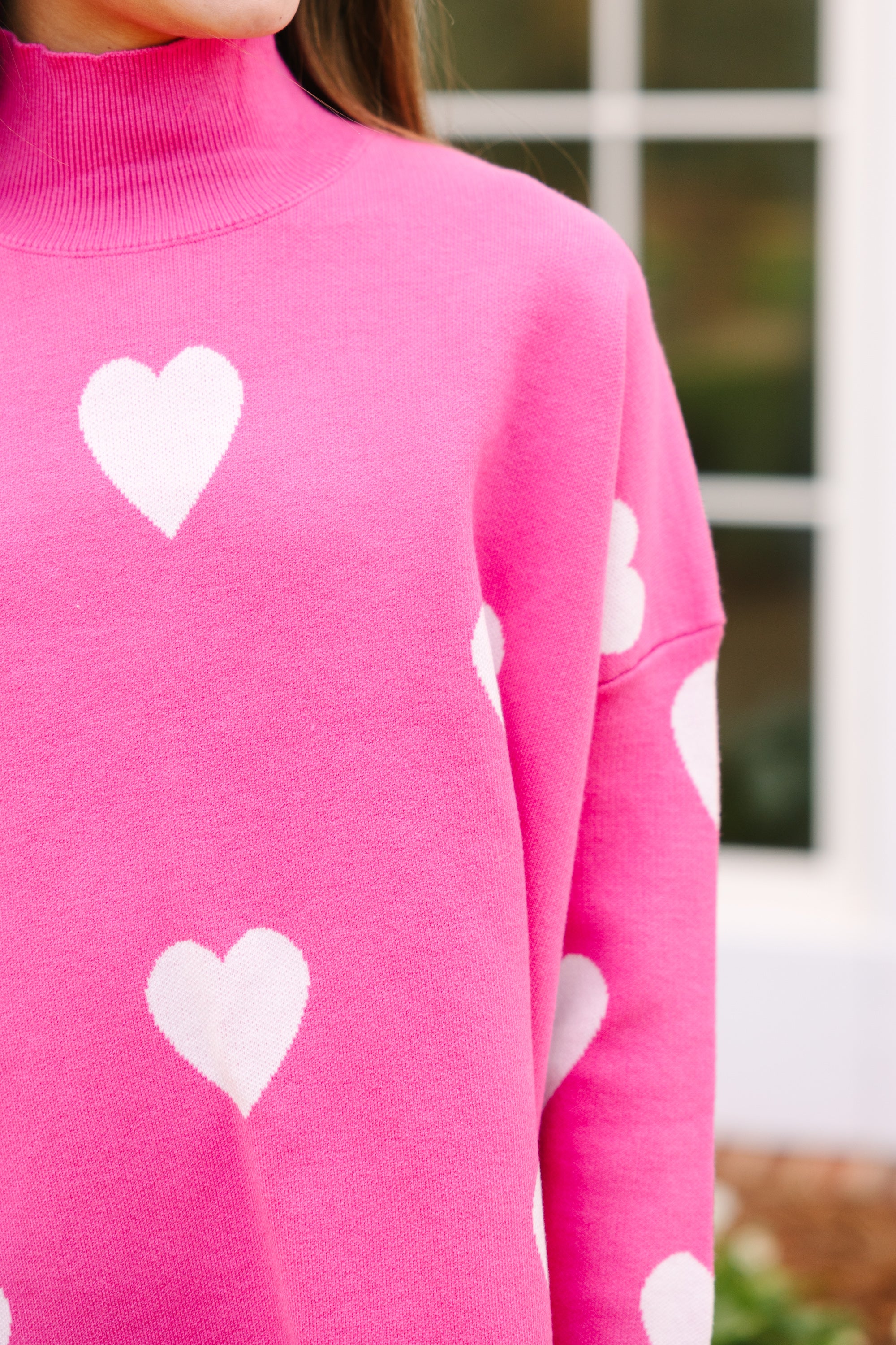 Girls Pink and White Heart Sweater Quick Decision