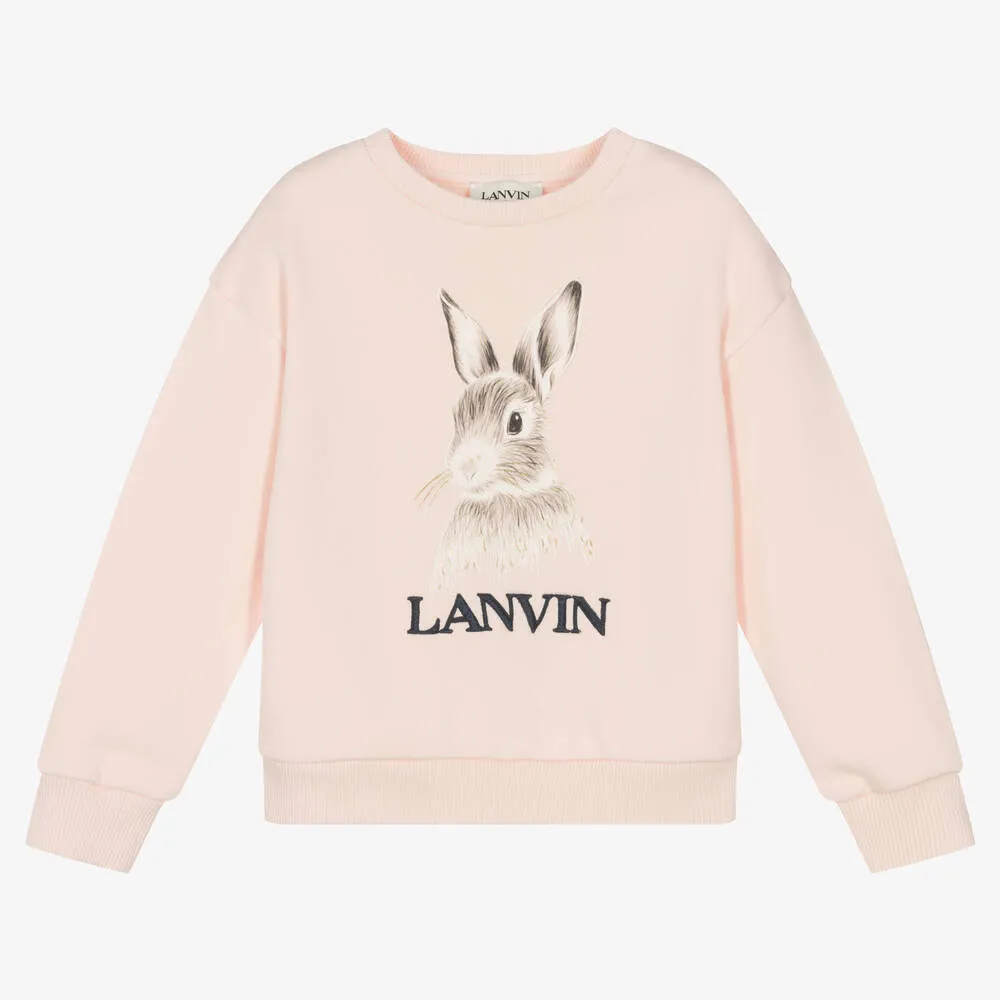 Pink Cotton Bunny Sweater for Girls