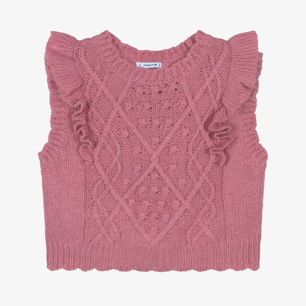 Knitted Pink Sweater Vest for Girls