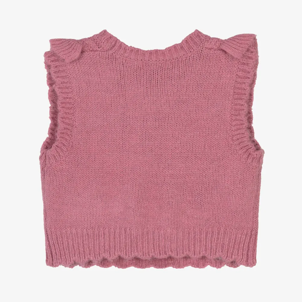 Knitted Pink Sweater Vest for Girls