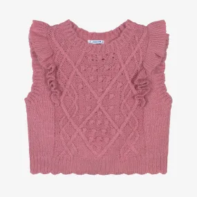 Knitted Pink Sweater Vest for Girls