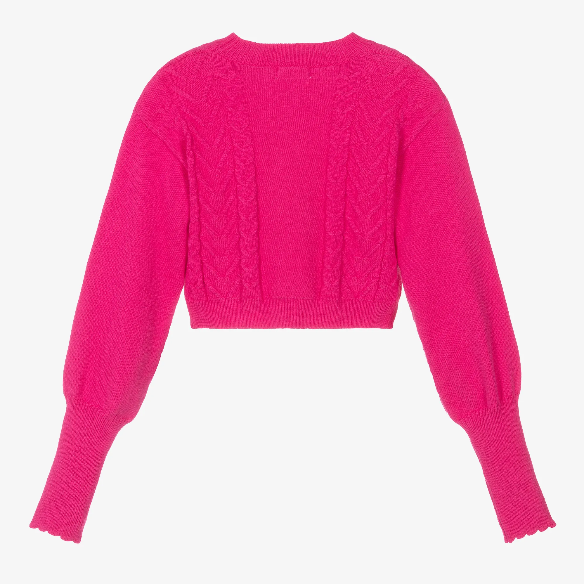 Pink Girls' Viscose Sweater with Knitted Design