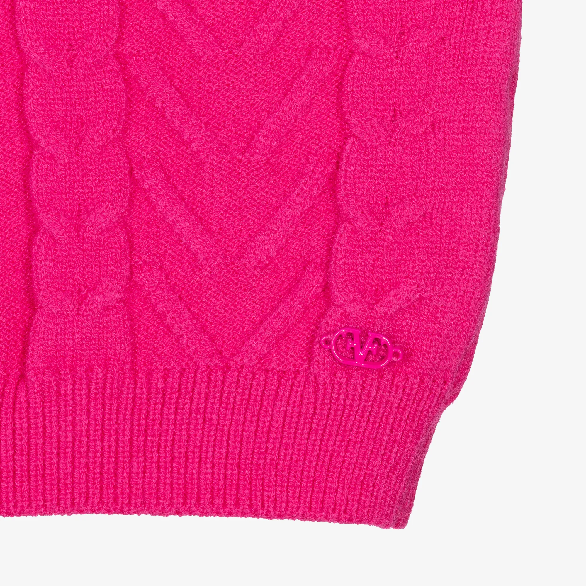 Pink Girls' Viscose Sweater with Knitted Design