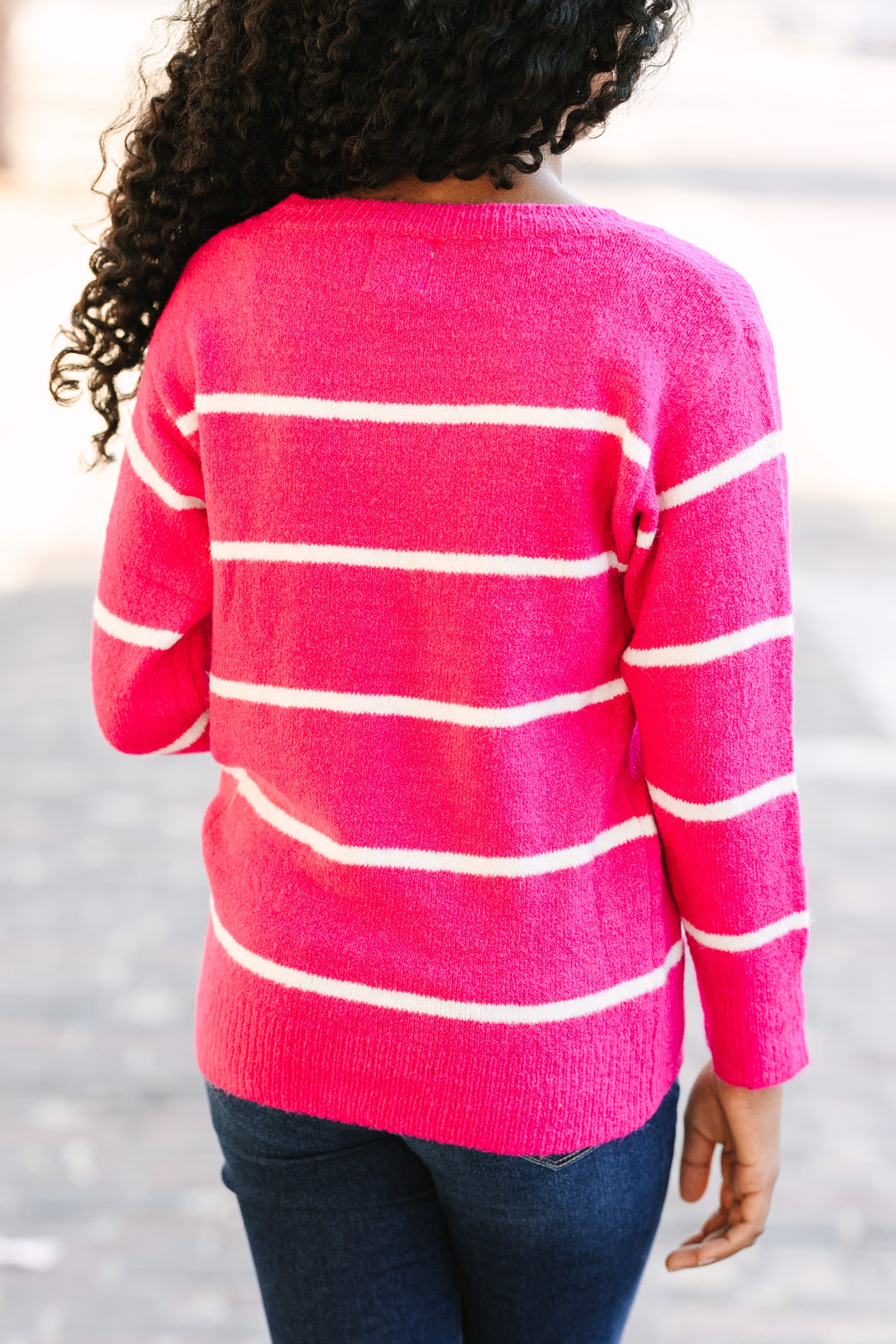 Girls Pink Striped Sweater - Enjoy Your Fun and Trendy Pick