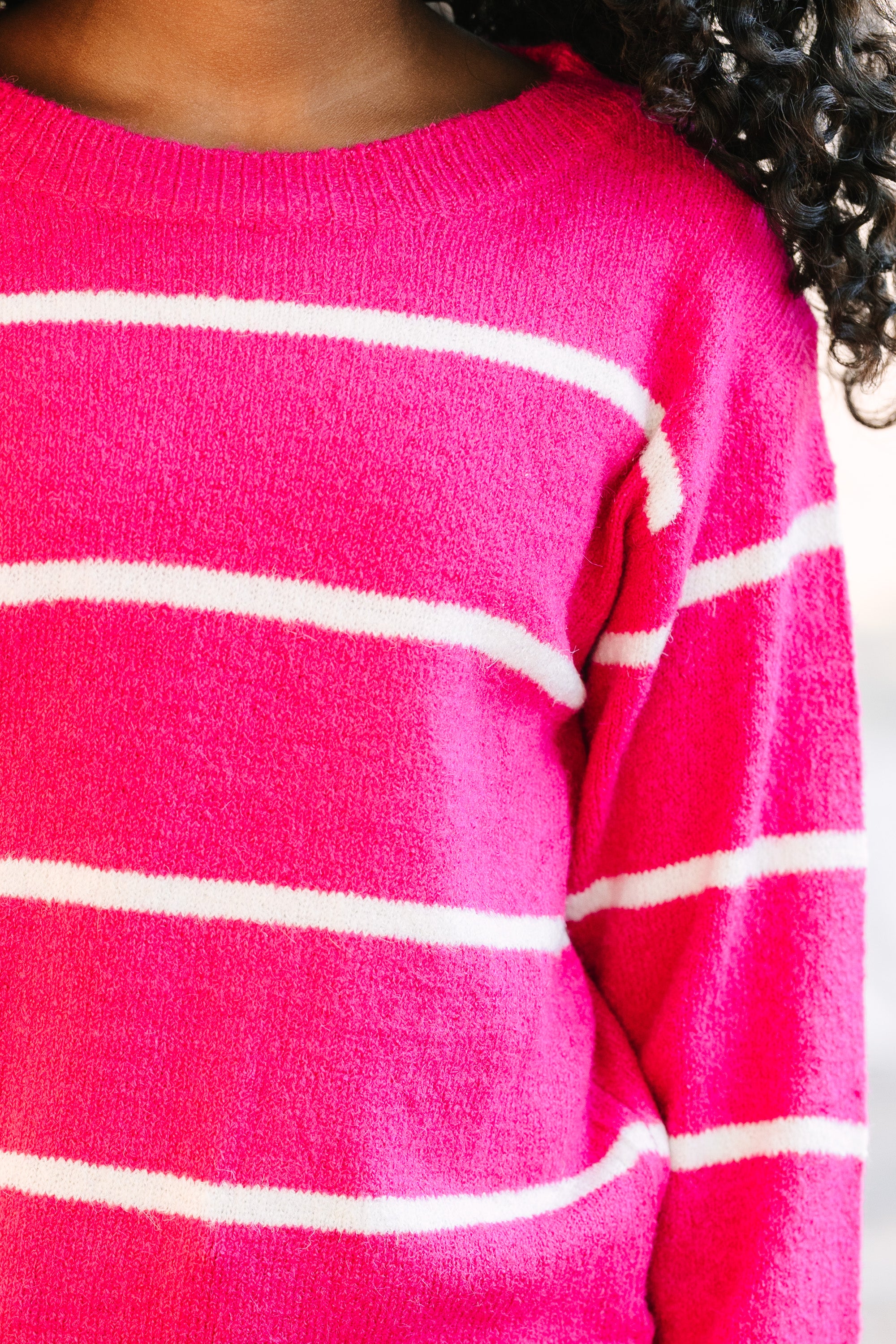 Girls Pink Striped Sweater - Enjoy Your Fun and Trendy Pick