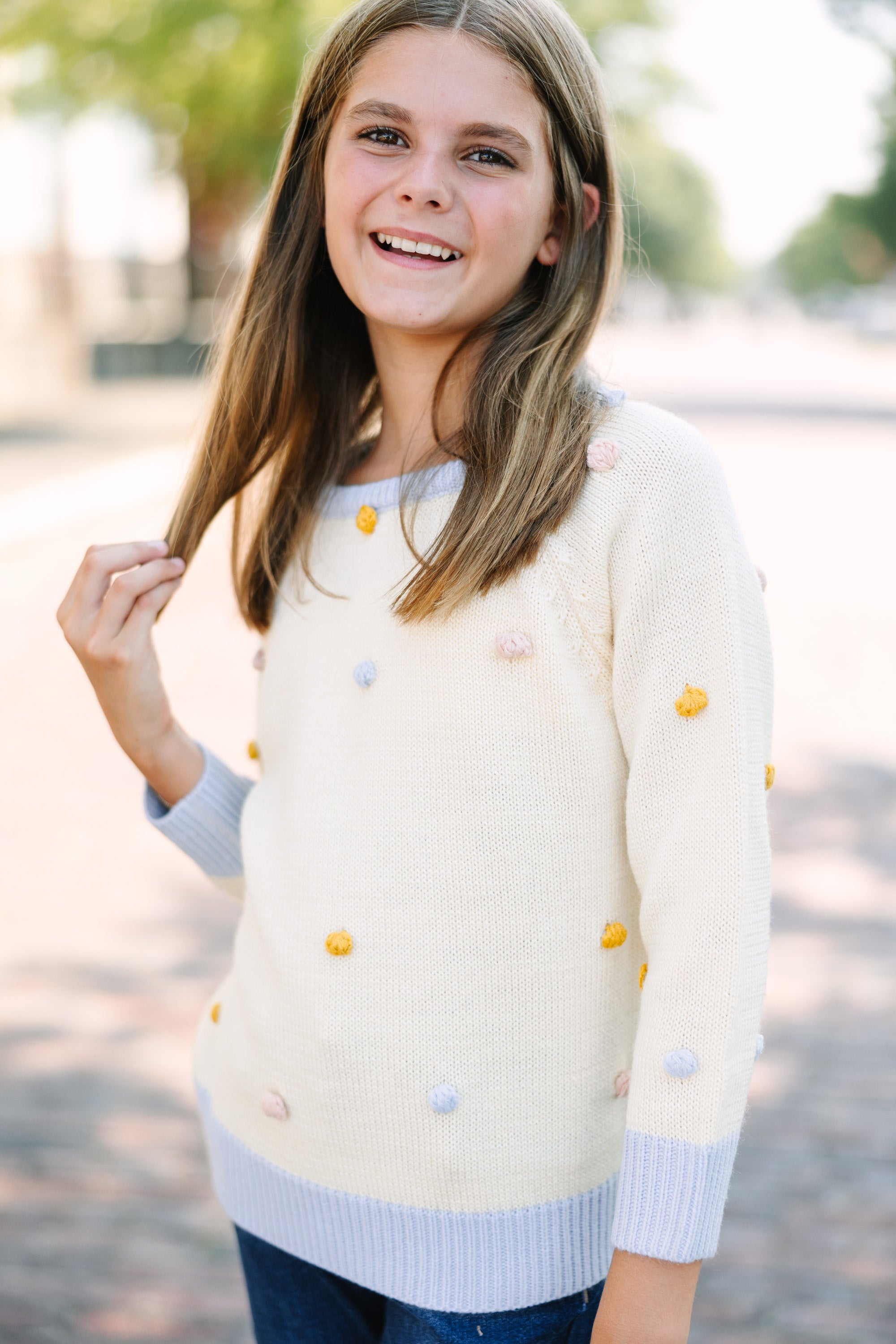 Girls Pom Pom Sweater Top