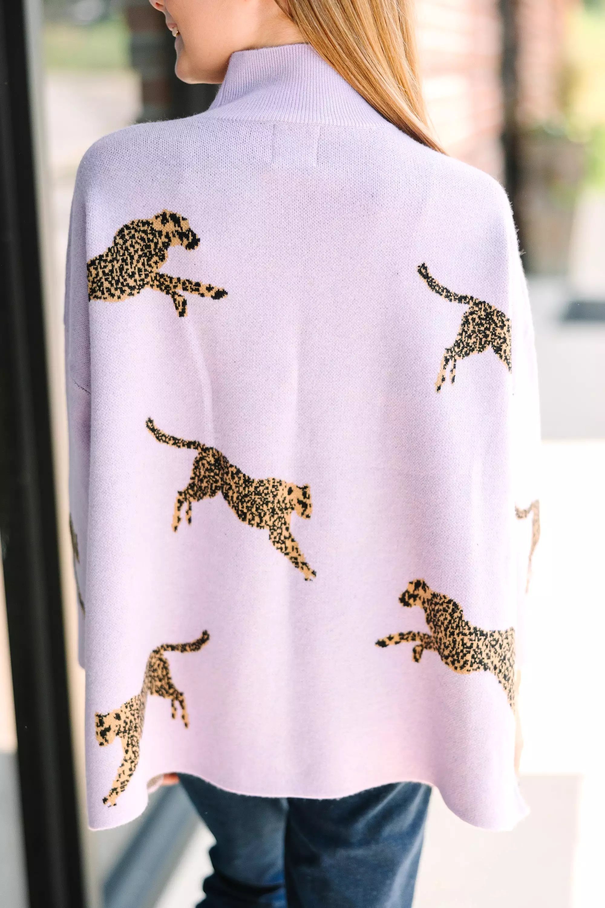 Girls Quick Decisions Lavender Cheetah 3/4 Sleeve Sweater - Best Price