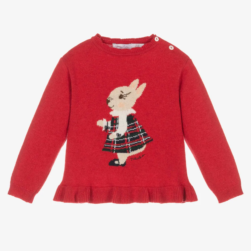 Red Bunny Sweater for Girls