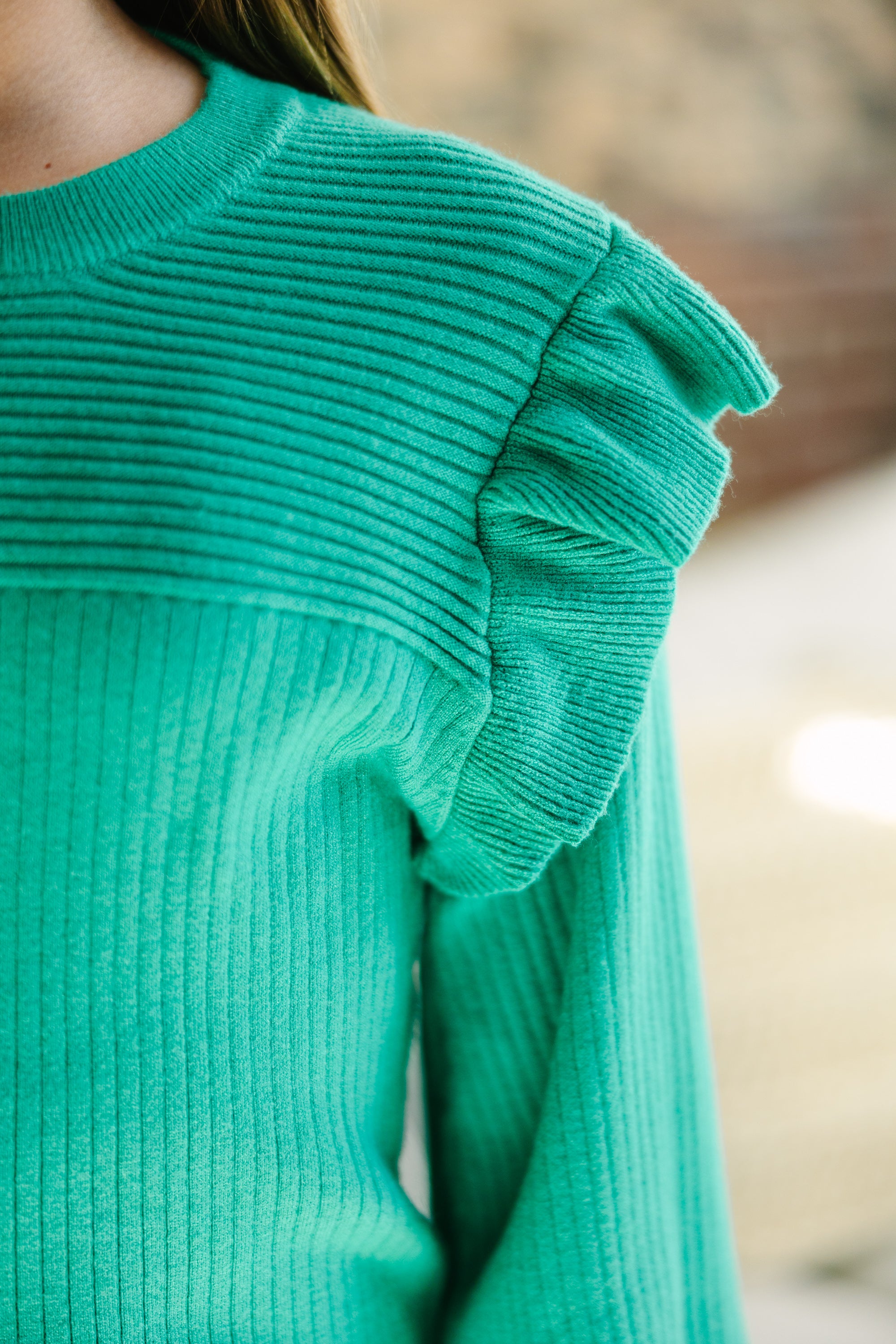 Girls Ruffled Sweater - Kelly Green - Shop Now