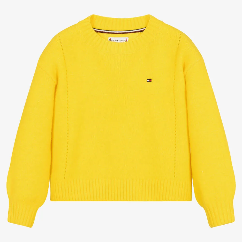 Yellow Sweater for Girls with Flag Design