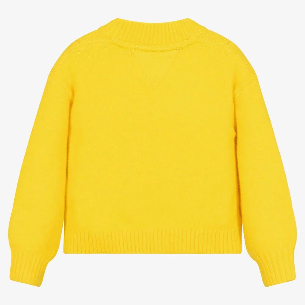 Yellow Sweater for Girls with Flag Design