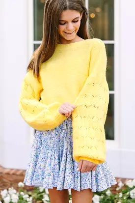 Girls' Yellow Textured Sweater for Feeling Close to You