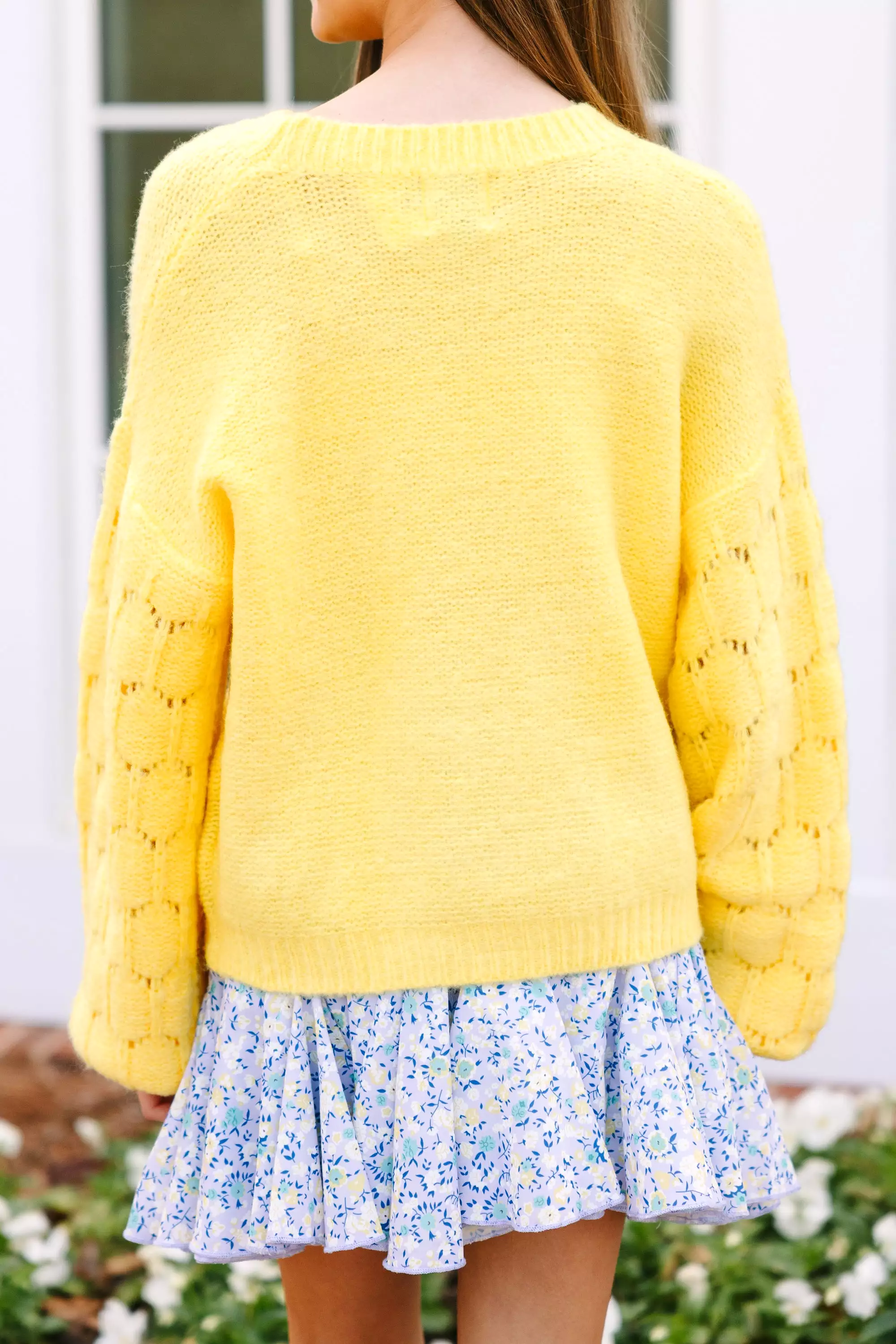 Girls' Yellow Textured Sweater for Feeling Close to You