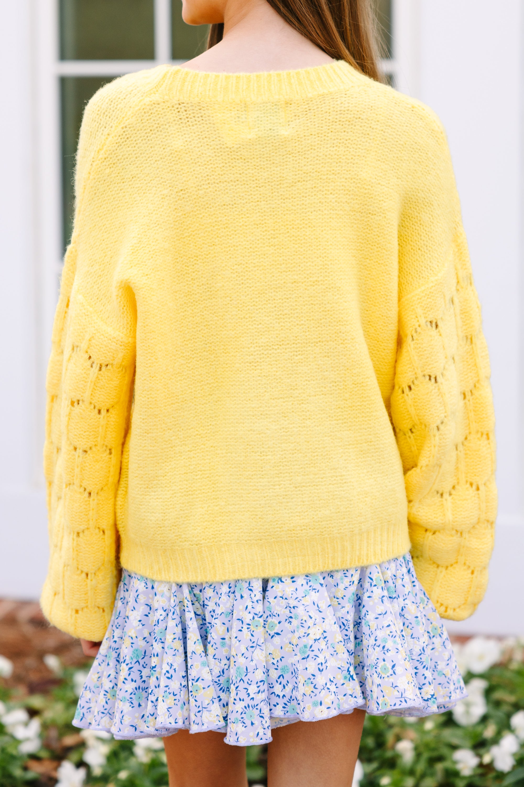 Girls Yellow Textured Sweater – Feeling Close to You