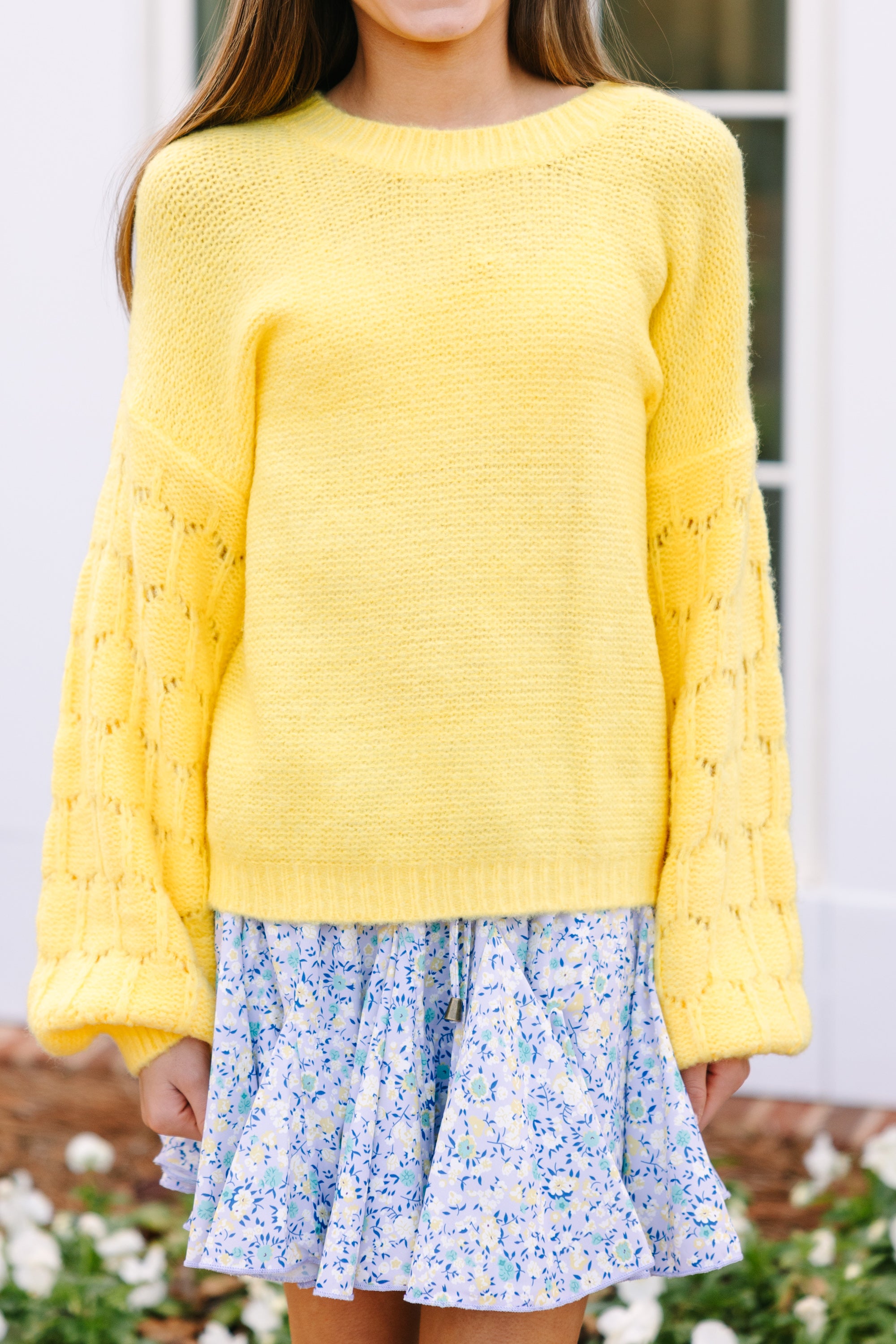 Girls Yellow Textured Sweater – Feeling Close to You